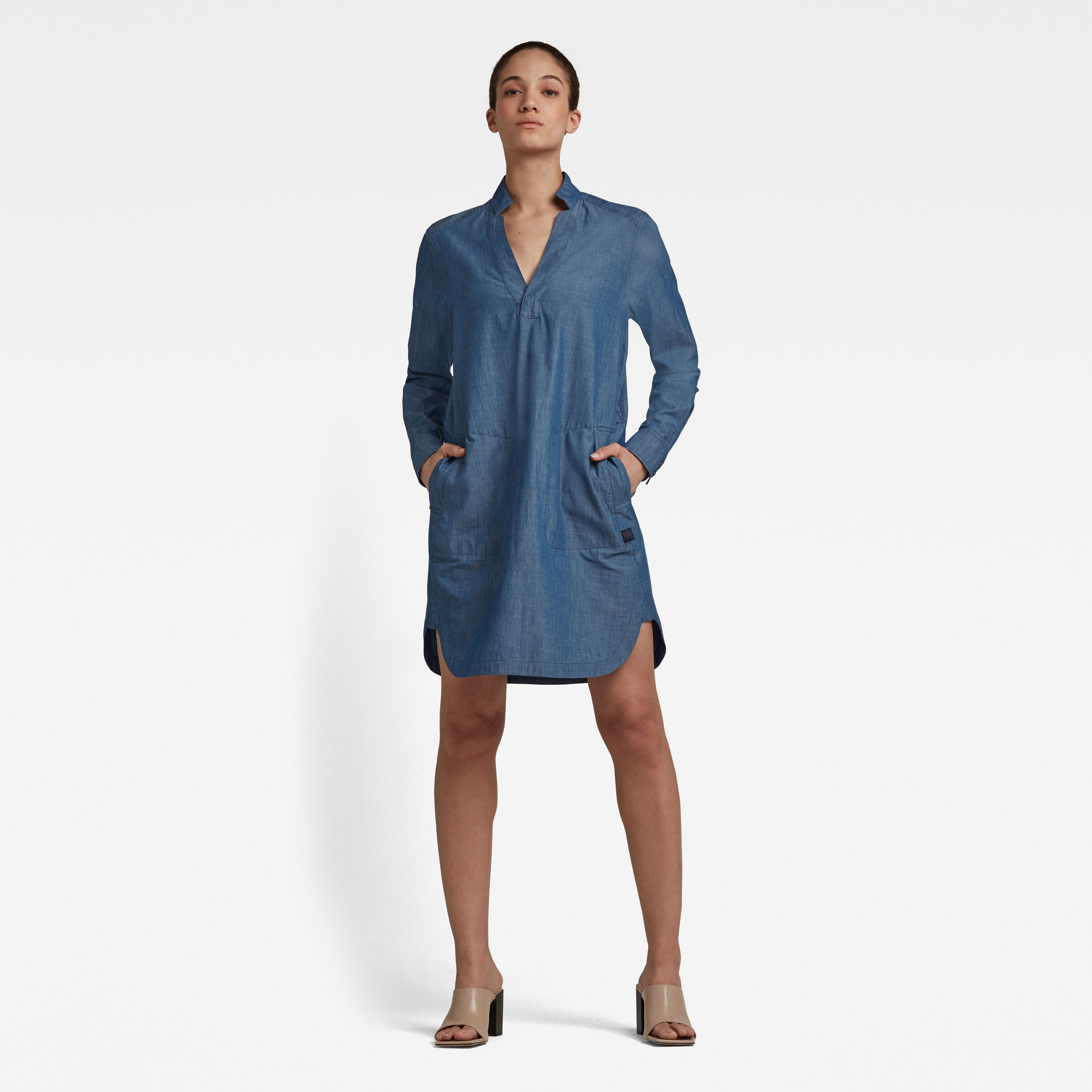 G-Star RAW Dames Milary V-Neck Shirt Jurk Donkerblauw G-Star RAW Dames Milary V-Neck Shirt Jurk Donkerblauw