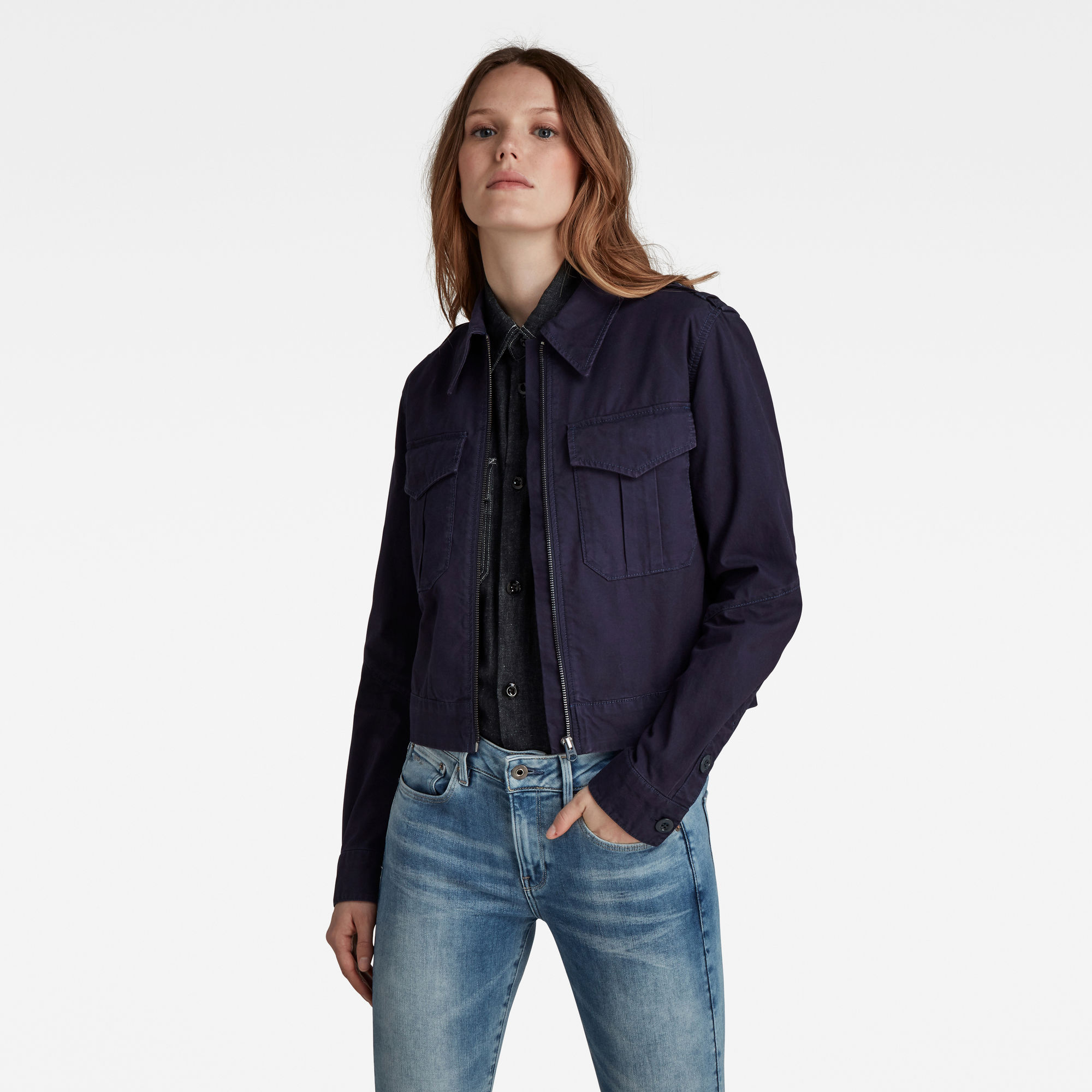 G-Star RAW Dames Jas Army Cropped Donkerblauw G-Star RAW Dames Jas Army Cropped Donkerblauw