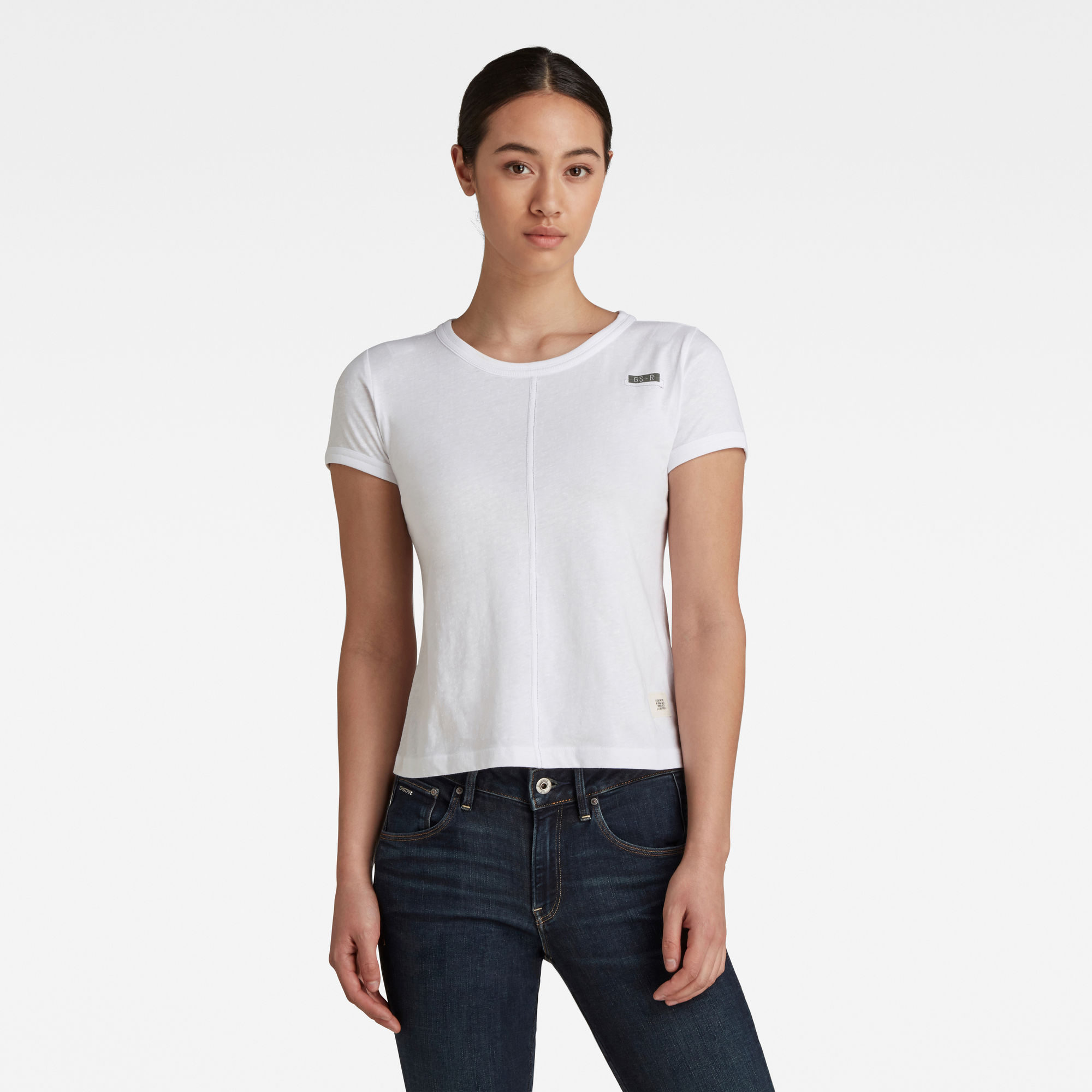 G-Star RAW Dames Top Stitching Slim Tee Wit G-Star RAW Dames Top Stitching Slim Tee Wit