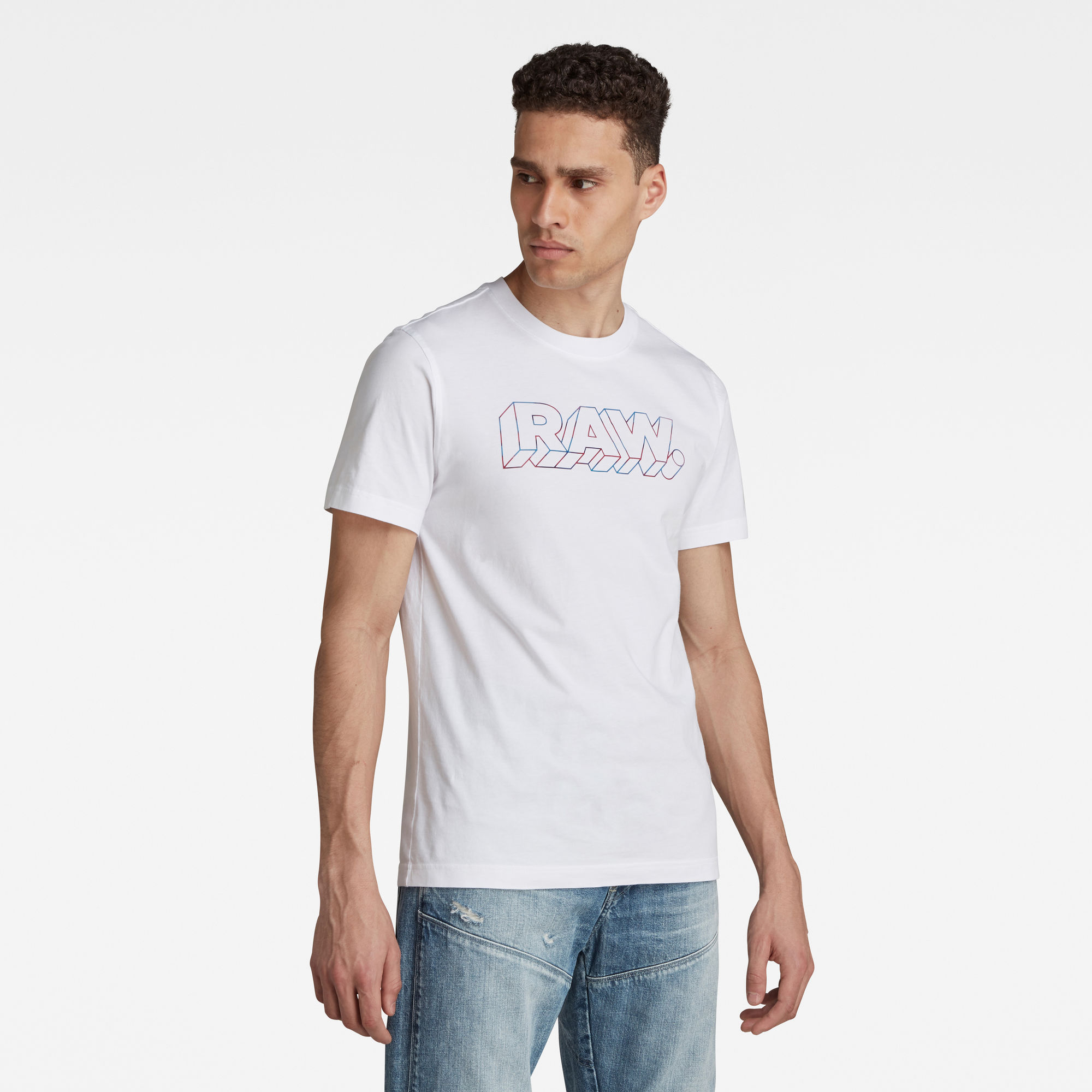 G-Star RAW Heren 3D RAW. T-Shirt Wit G-Star RAW Heren 3D RAW. T-Shirt Wit