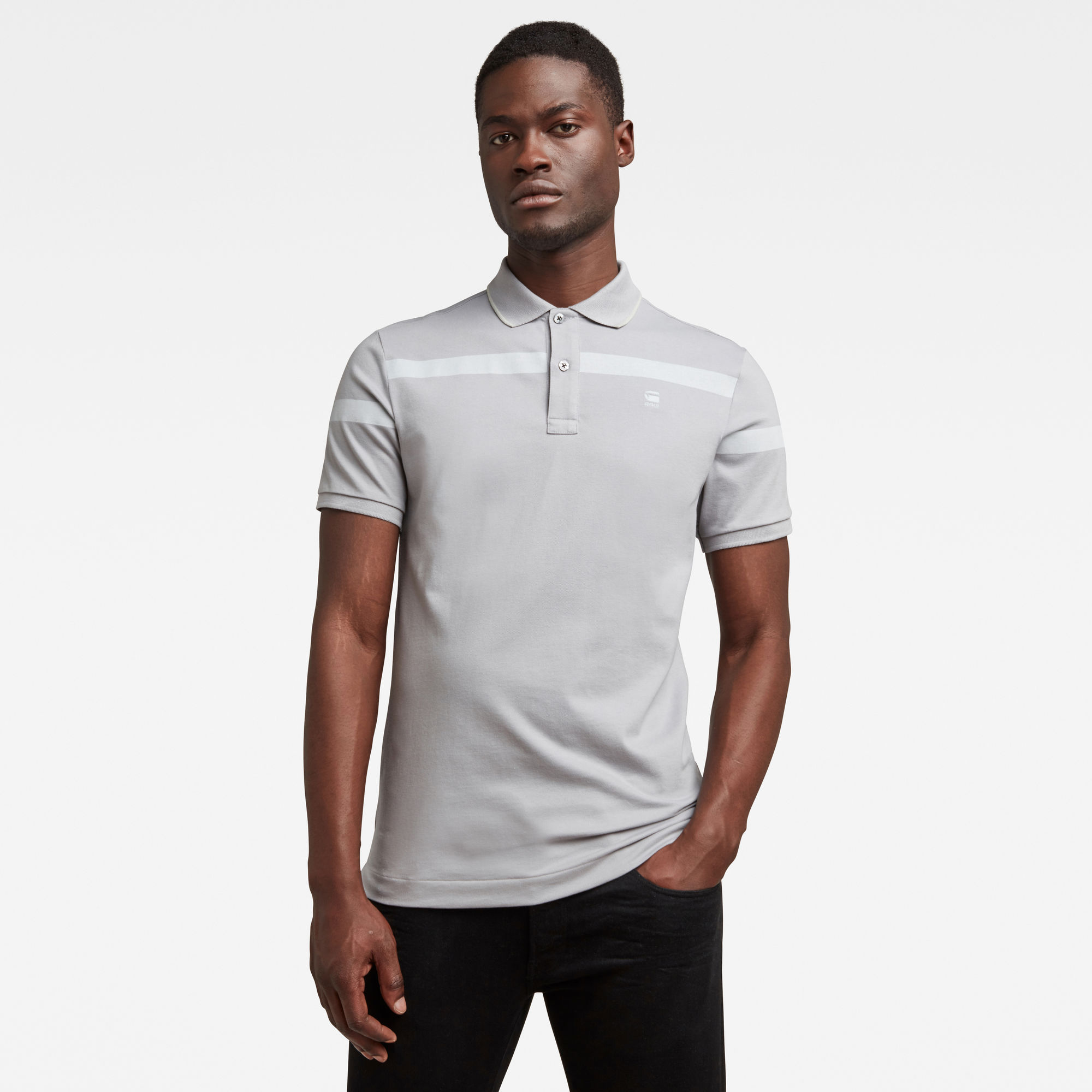 G-Star RAW Heren Slim Stripe Polo Grijs G-Star RAW Heren Slim Stripe Polo Grijs