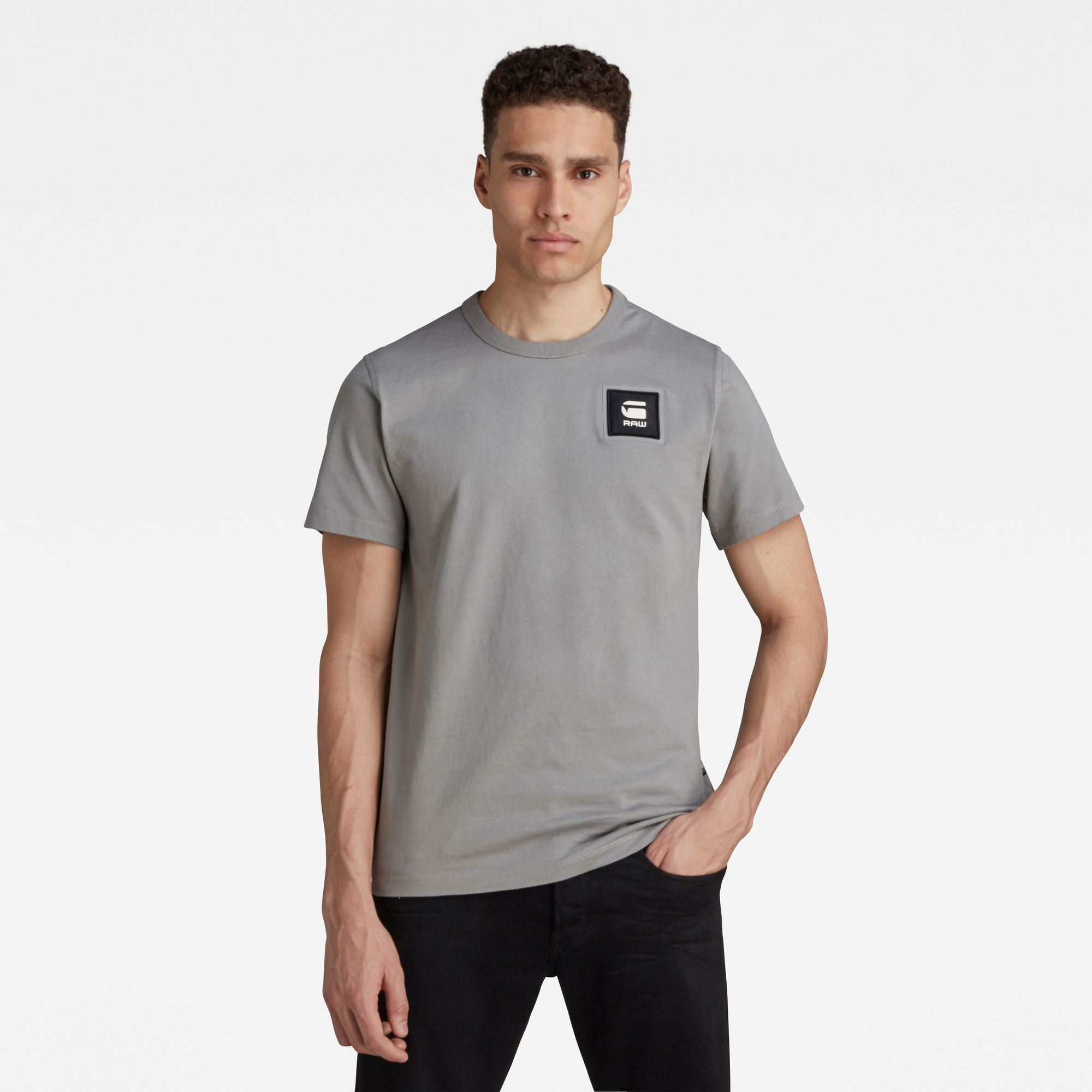 G-Star RAW Heren Badge Logo T-Shirt Grijs G-Star RAW Heren Badge Logo T-Shirt Grijs