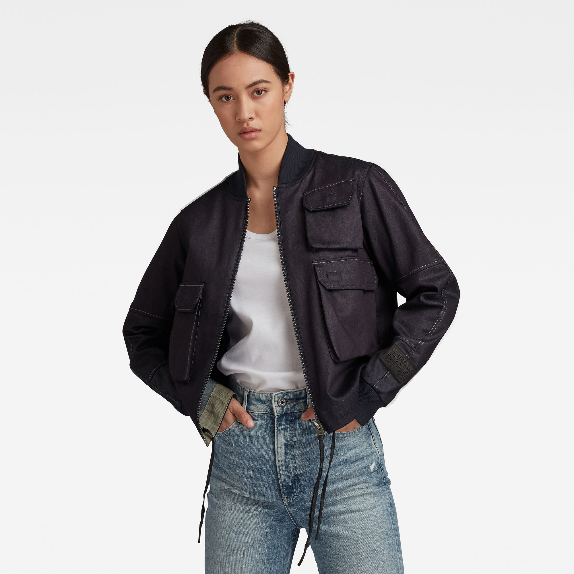 G-Star RAW Dames GSRR 3D Pocket Bomber Donkerblauw G-Star RAW Dames GSRR 3D Pocket Bomber Donkerblauw
