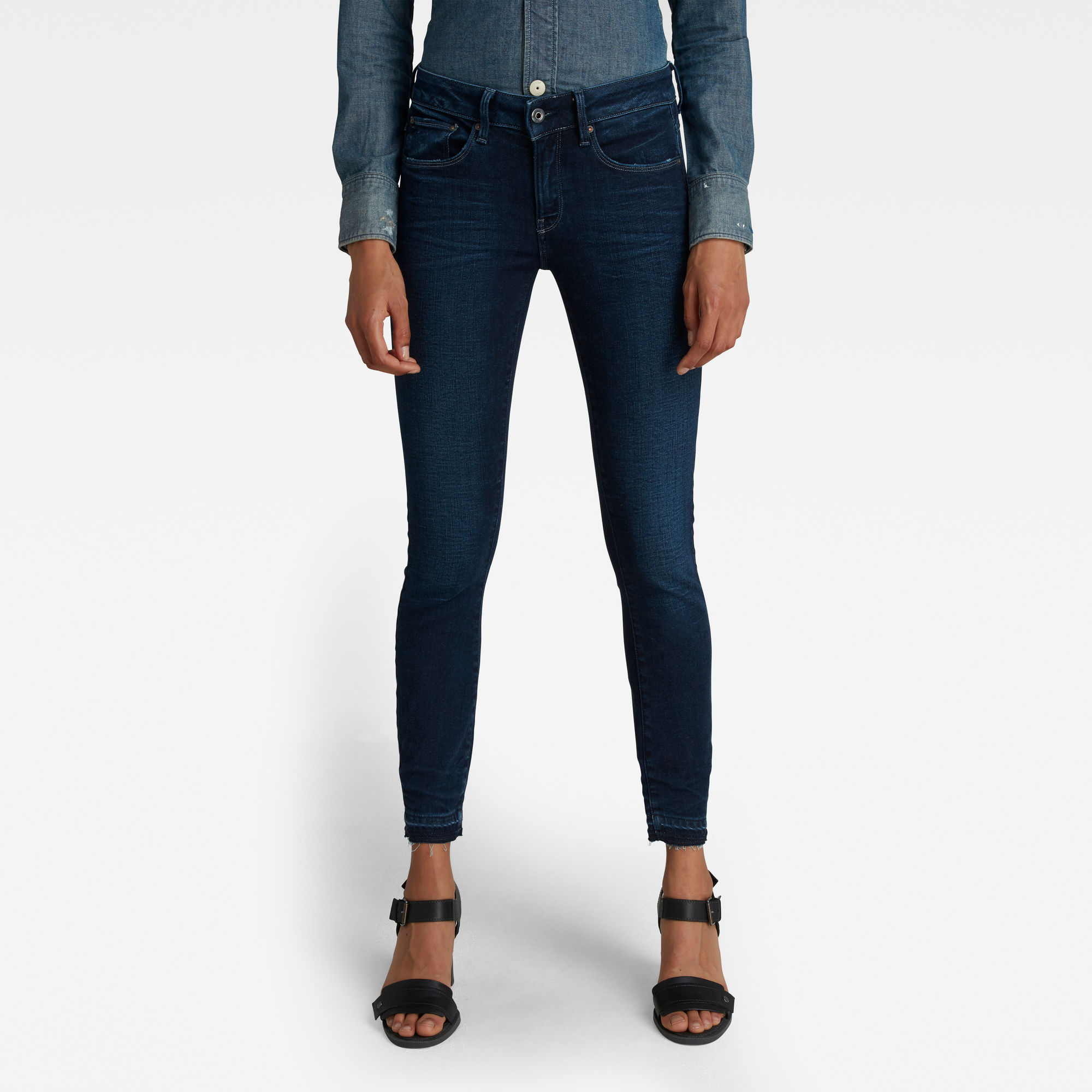 G-Star RAW Dames 3301 Mid Skinny Ankle Jeans Donkerblauw G-Star RAW Dames 3301 Mid Skinny Ankle Jeans Donkerblauw