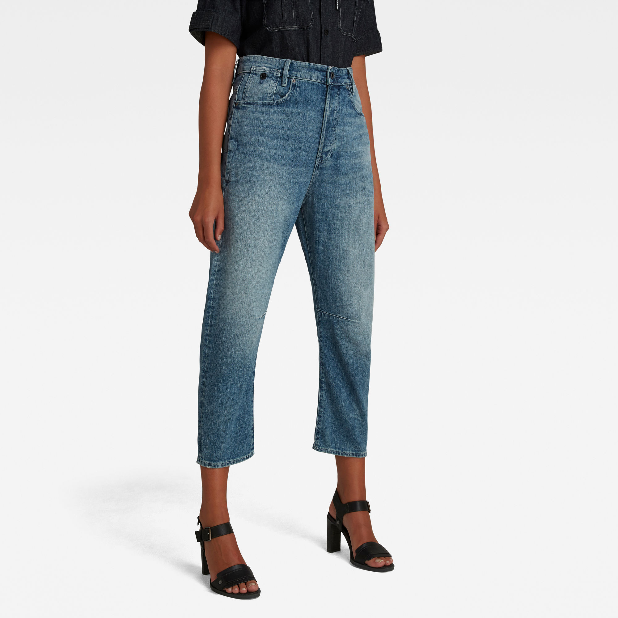 G-Star RAW Dames C-Staq 3D Boyfriend Cropped Jeans Blauw G-Star RAW Dames C-Staq 3D Boyfriend Cropped Jeans Blauw