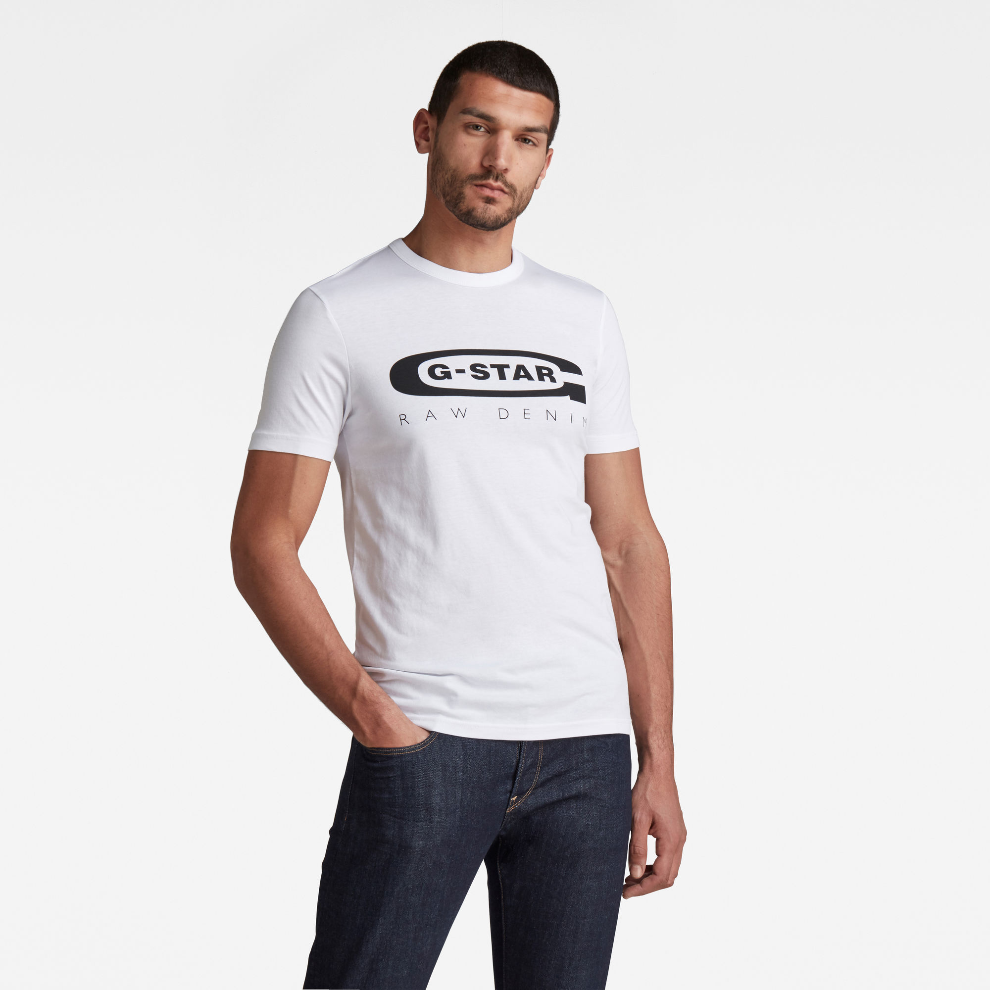 G-Star RAW Heren Graphic 4 T-Shirt Wit G-Star RAW Heren Graphic 4 T-Shirt Wit