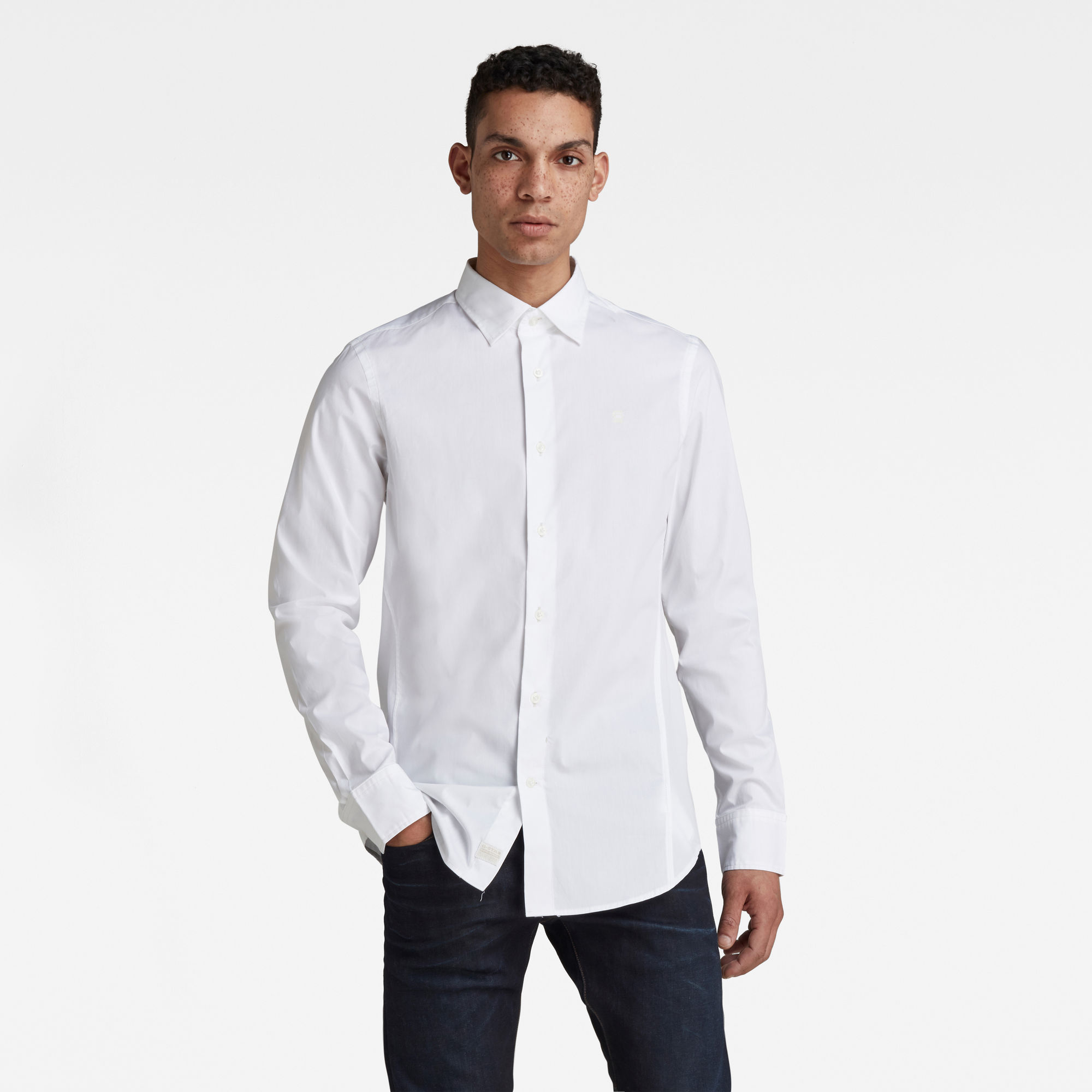 G-Star RAW Heren Dressed Super Slim Shirt Wit G-Star RAW Heren Dressed Super Slim Shirt Wit