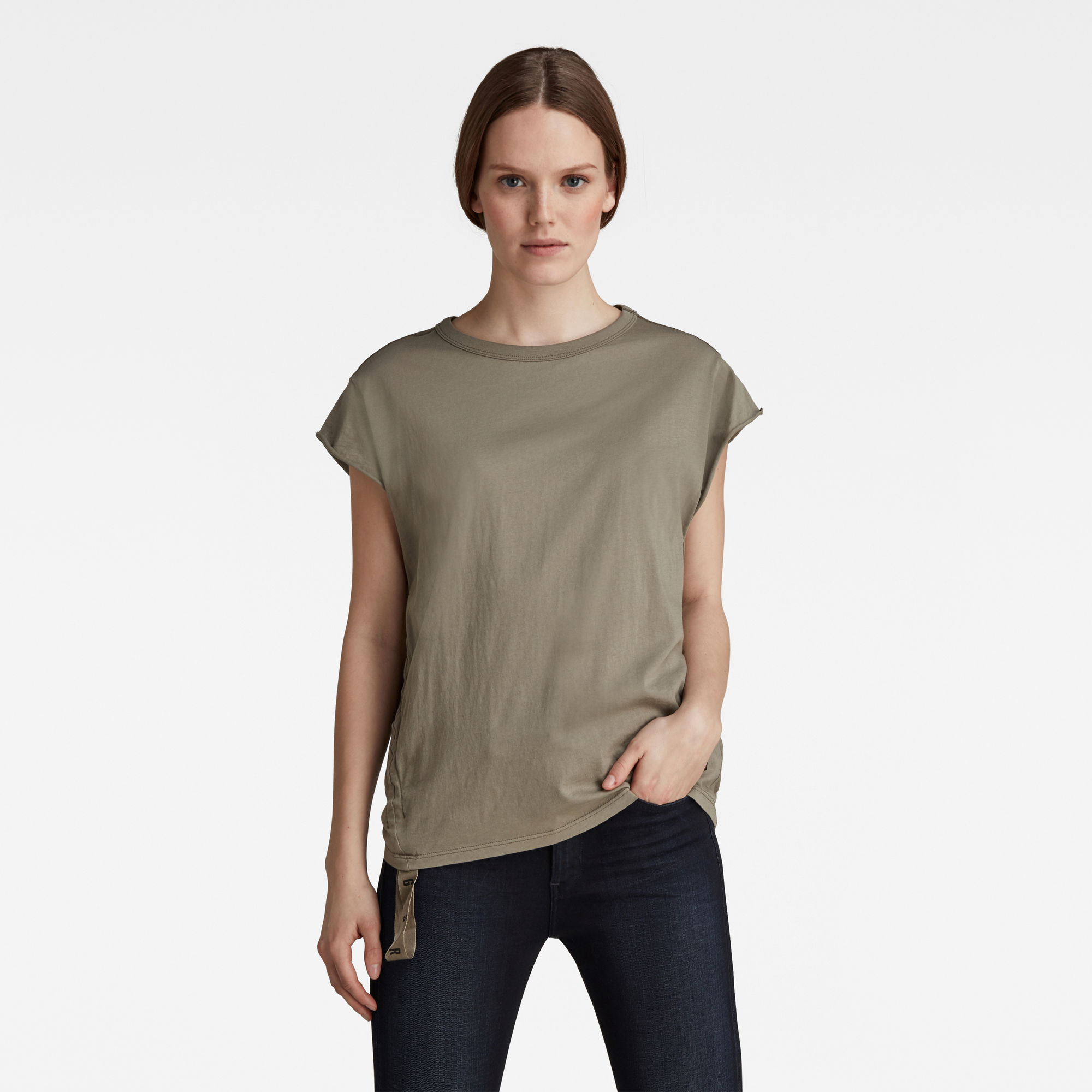 G-Star RAW Dames GSRAW Knot Cap Sleeve Top Groen G-Star RAW Dames GSRAW Knot Cap Sleeve Top Groen