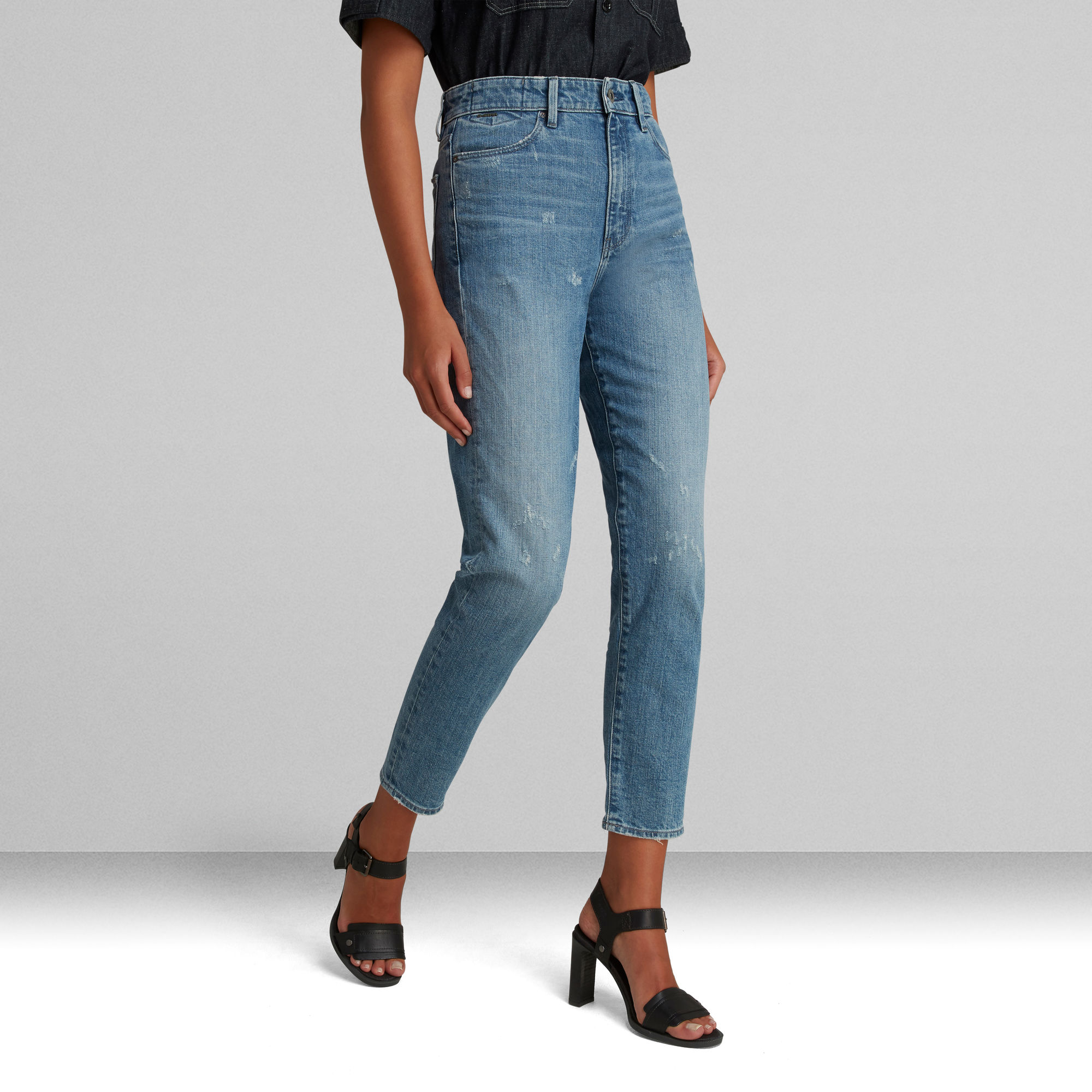 Janeh Ultra High Mom Ankle Jeans - Hellblau - Damen