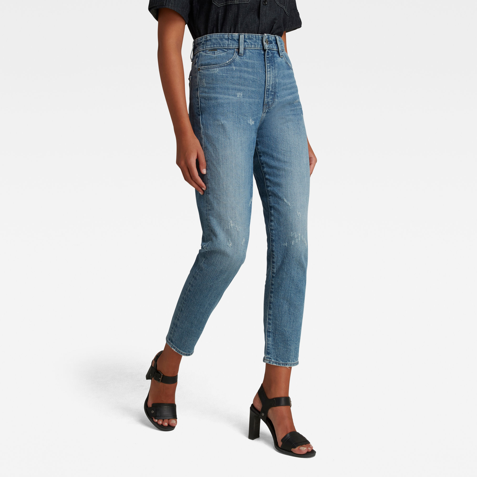 G-Star RAW Dames Janeh Ultra High Mom Ankle Jeans Lichtblauw G-Star RAW Dames Janeh Ultra High Mom Ankle Jeans Lichtblauw