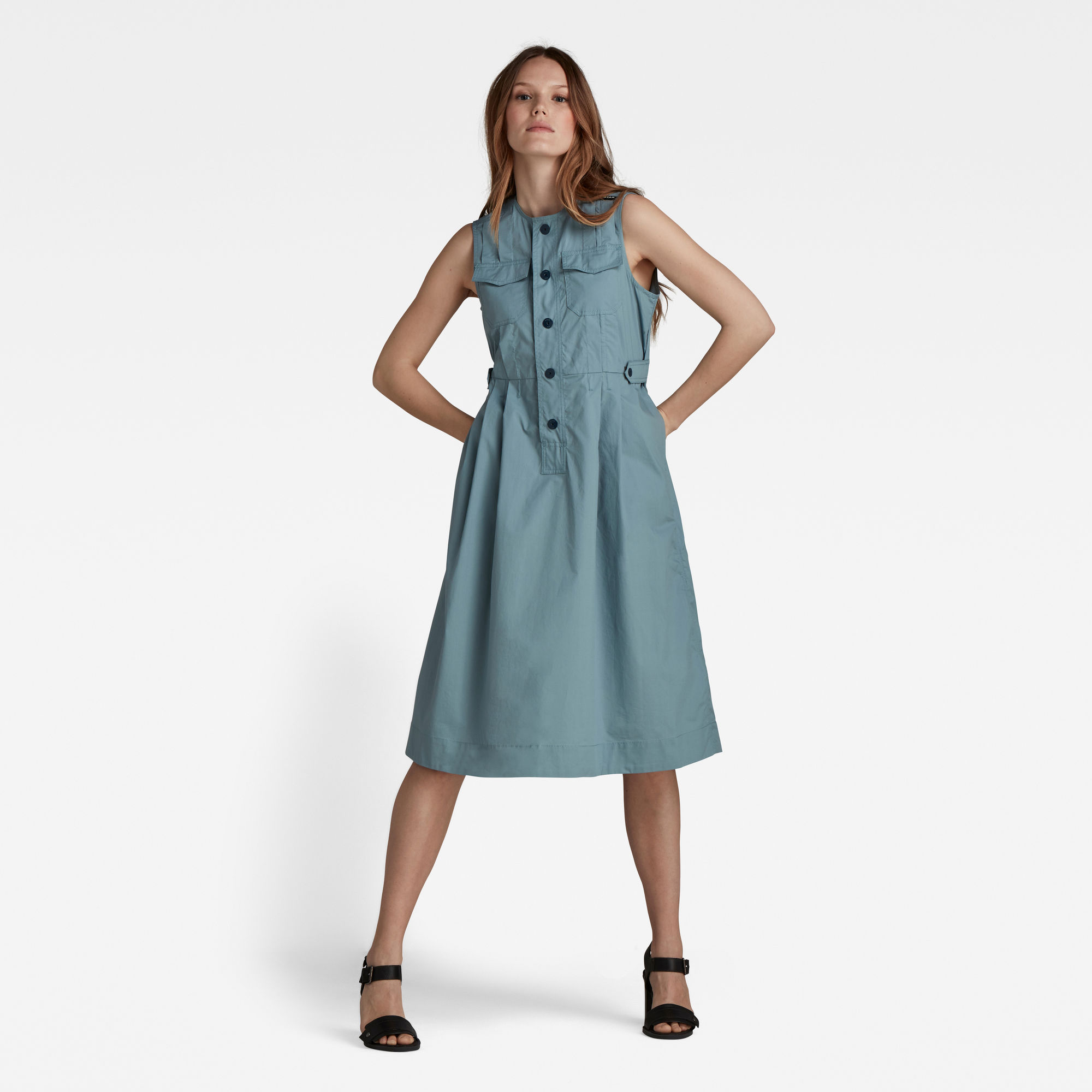 G-Star RAW Dames Fit And Flare Jurk Grijs G-Star RAW Dames Fit And Flare Jurk Grijs