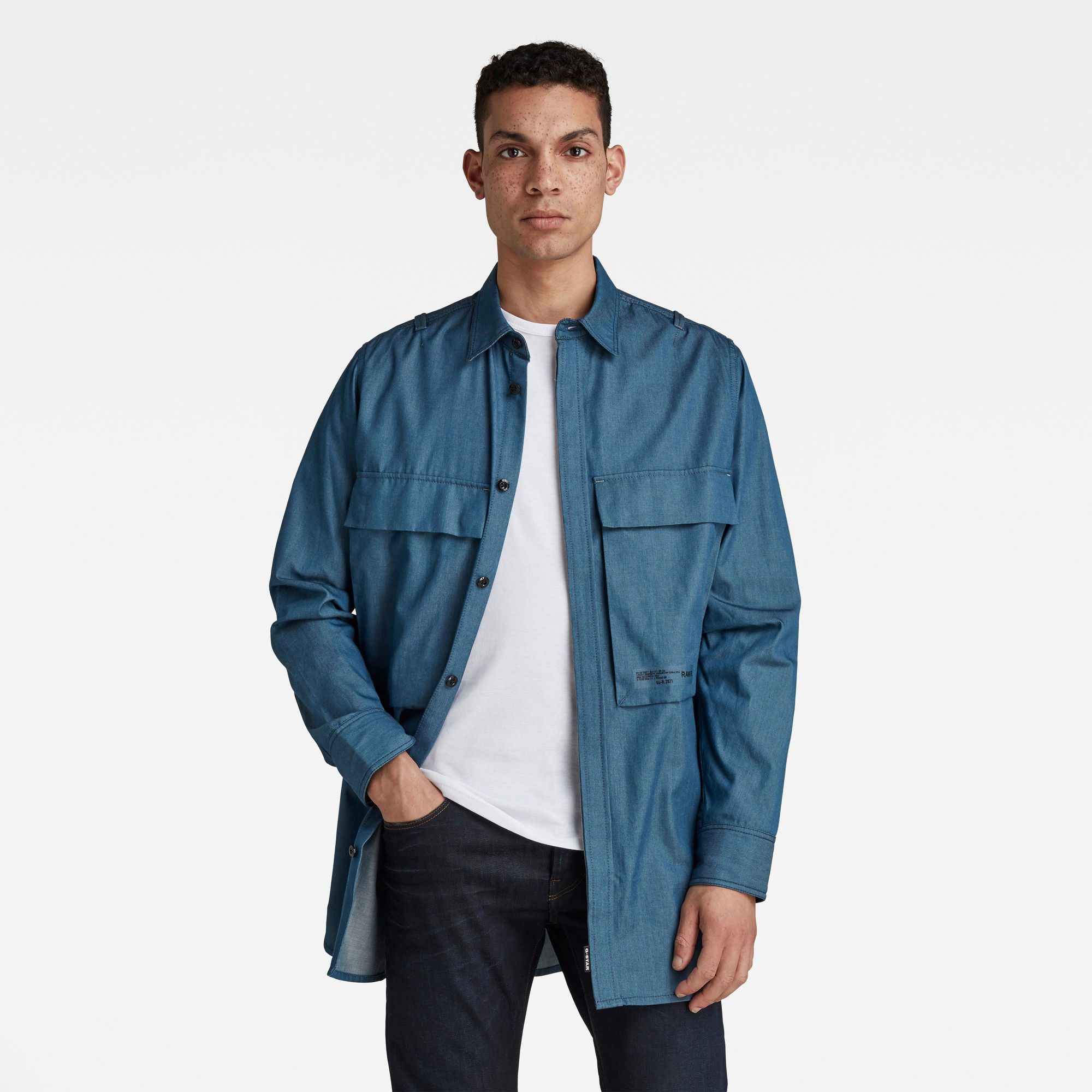 G-Star RAW Heren GSRR Regular Long Shirt Donkerblauw G-Star RAW Heren GSRR Regular Long Shirt Donkerblauw