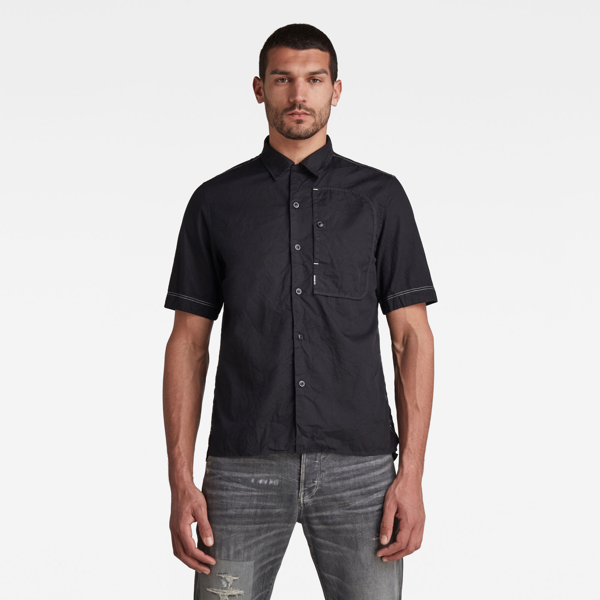 G-Star RAW Heren Bound Pocket Regular Shirt Zwart G-Star RAW Heren Bound Pocket Regular Shirt Zwart