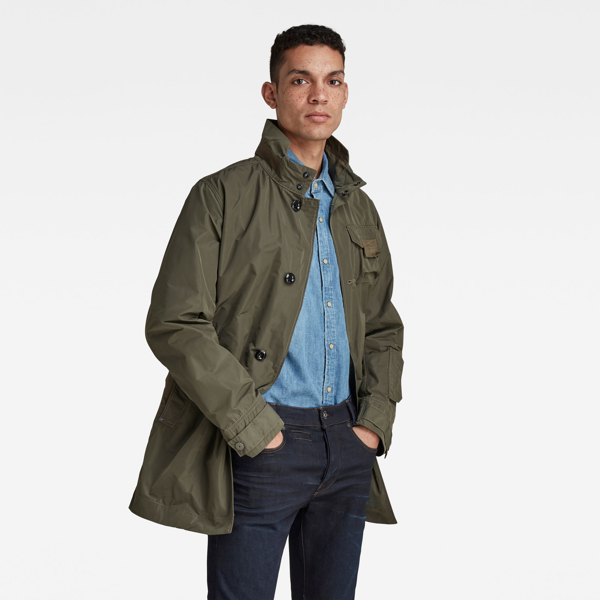 G-Star RAW Heren Utility HB Tape Trenchcoat Groen G-Star RAW Heren Utility HB Tape Trenchcoat Groen