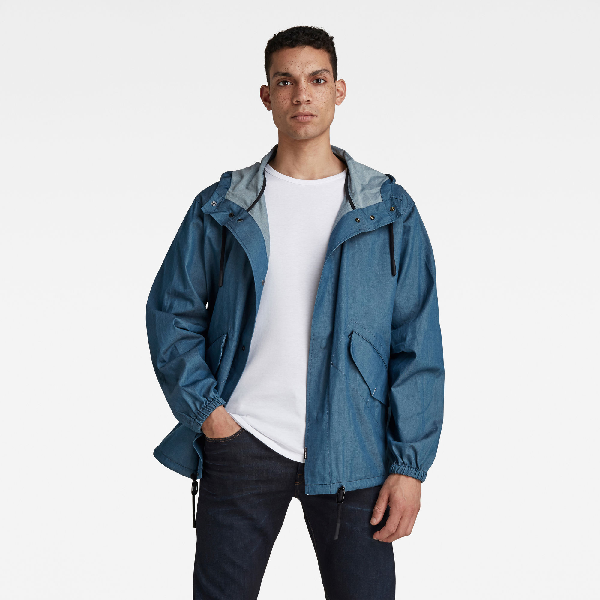G-Star RAW Heren GSRR Denim Jas Met Capuchon Donkerblauw G-Star RAW Heren GSRR Denim Jas Met Capuchon Donkerblauw