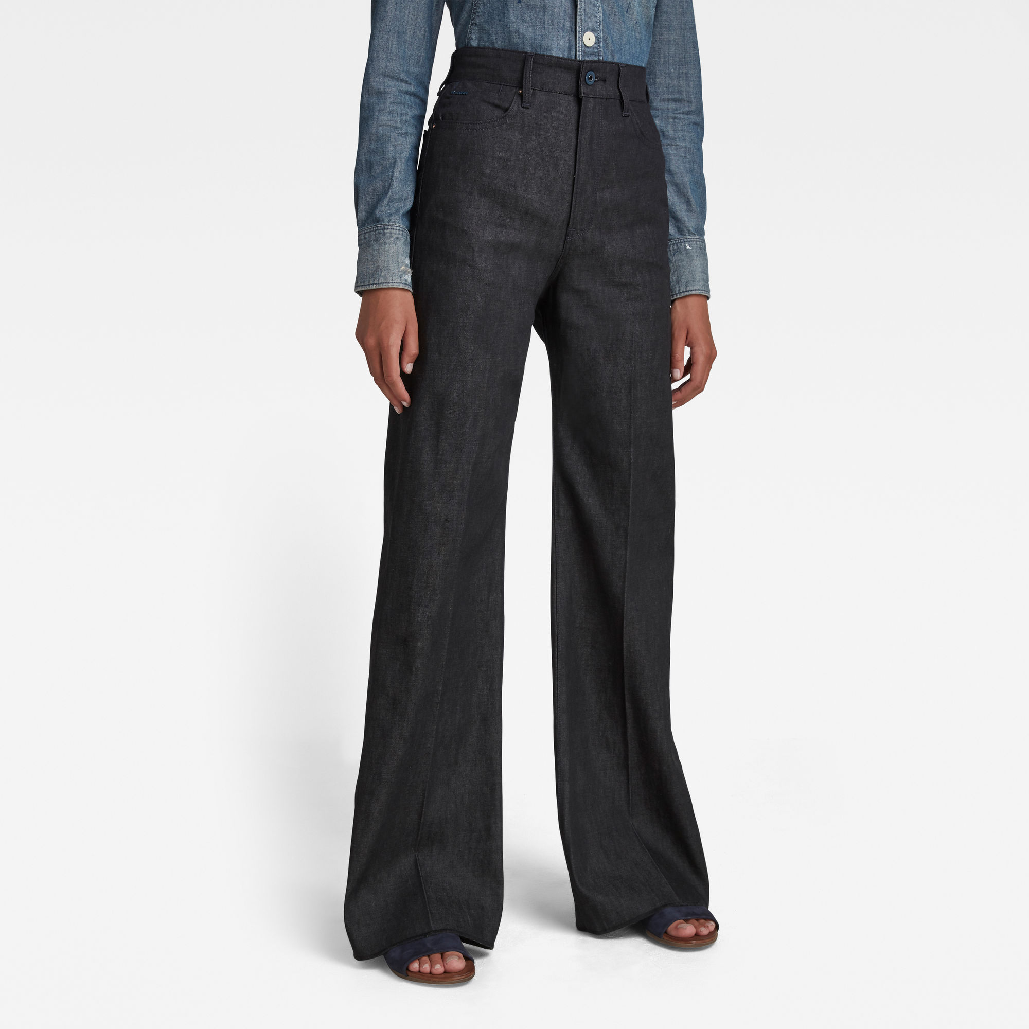 G-Star RAW Dames Deck Ultra High Wide Leg Jeans Zwart G-Star RAW Dames Deck Ultra High Wide Leg Jeans Zwart