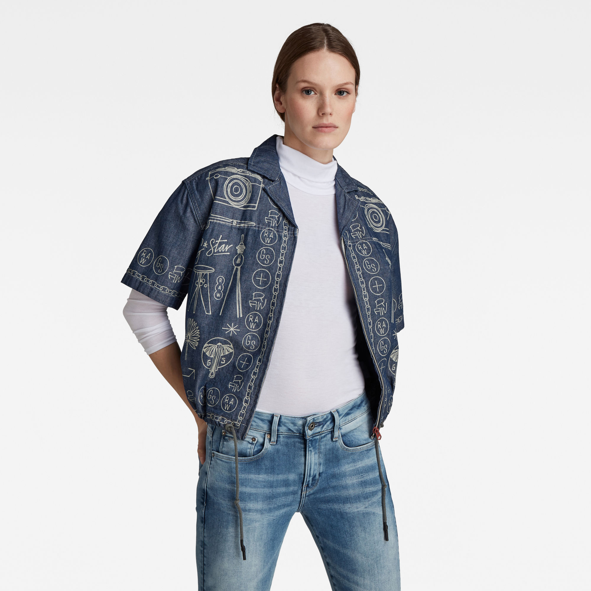 G-Star RAW Dames Hawaii Shirt Print Donkerblauw G-Star RAW Dames Hawaii Shirt Print Donkerblauw