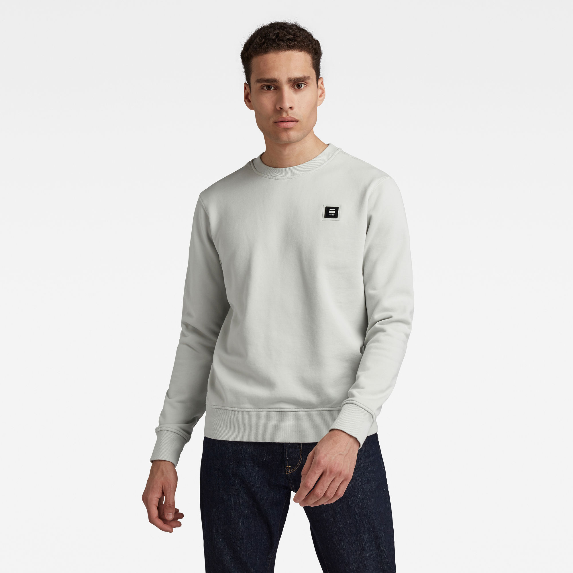 G-Star RAW Heren Logo Badge Sweater Lichtblauw G-Star RAW Heren Logo Badge Sweater Lichtblauw