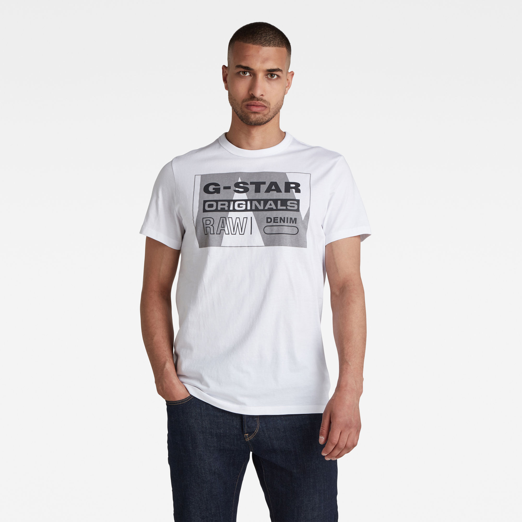 G-Star RAW Heren Layer Originals Logo GR T-Shirt Wit G-Star RAW Heren Layer Originals Logo GR T-Shirt Wit