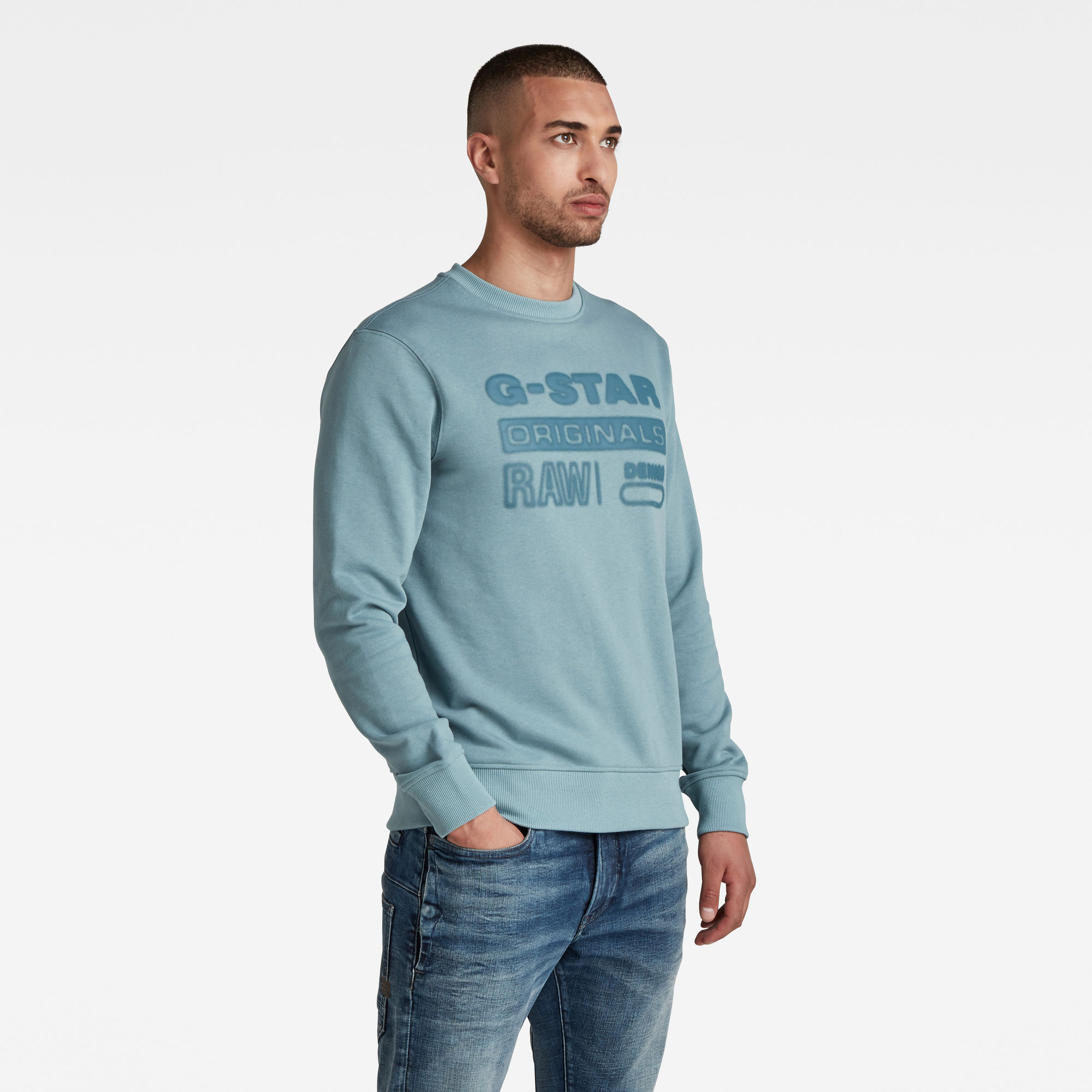 G-Star RAW Heren Originals Logo Sweater Grijs G-Star RAW Heren Originals Logo Sweater Grijs