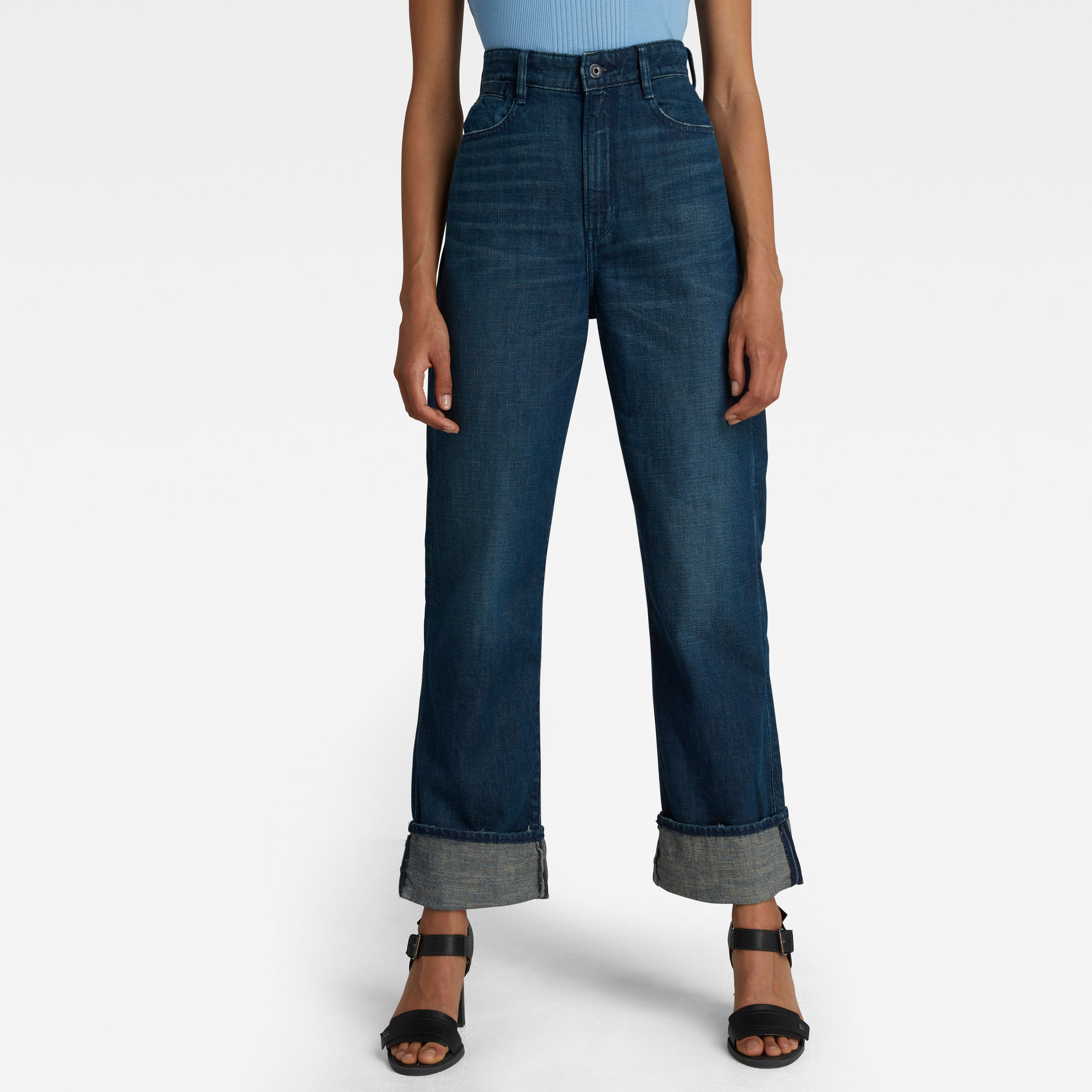 G-Star RAW Dames Tedie Ultra High Straight Jeans Donkerblauw G-Star RAW Dames Tedie Ultra High Straight Jeans Donkerblauw