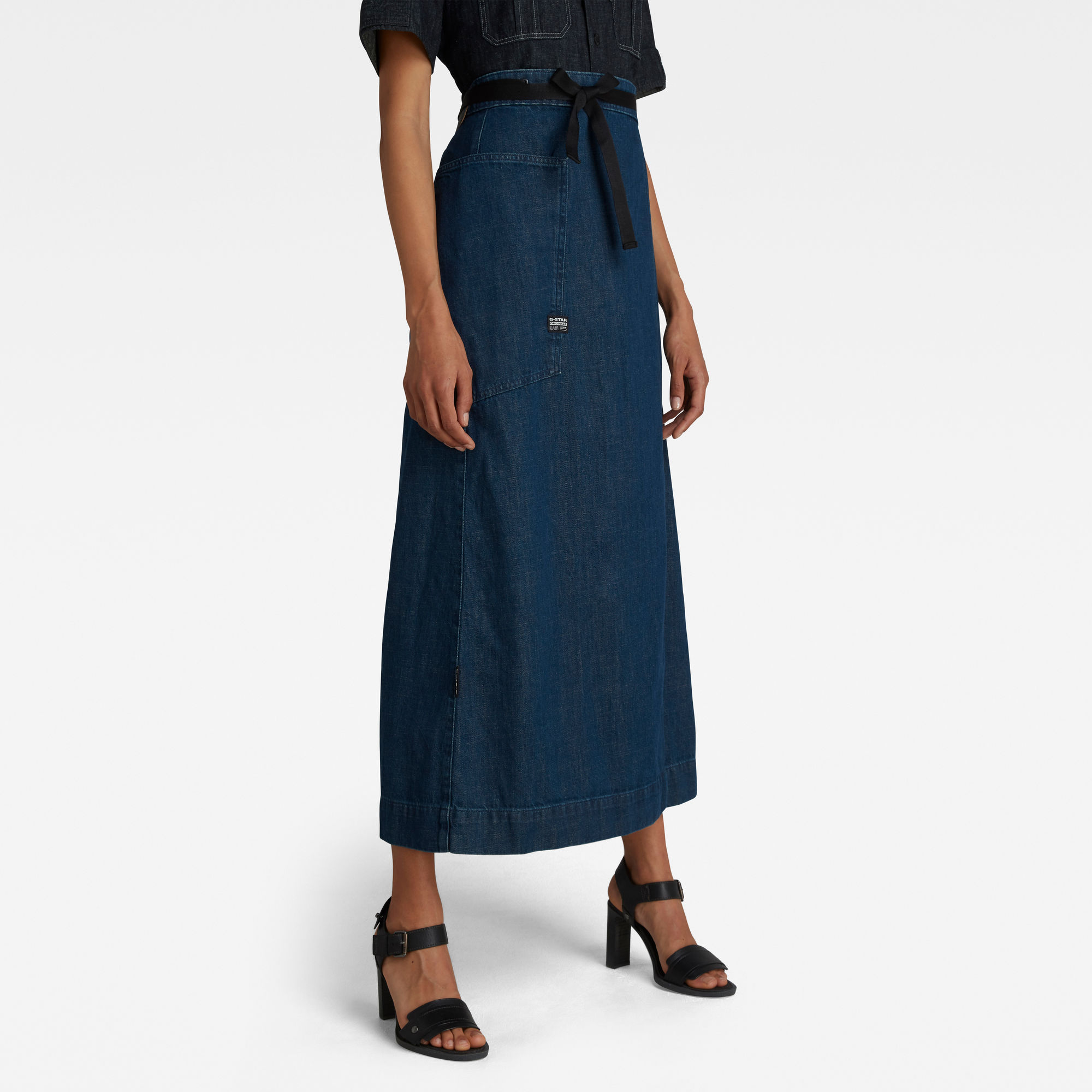 G-Star RAW Dames A-line Maxi Wikkelrok Donkerblauw G-Star RAW Dames A-line Maxi Wikkelrok Donkerblauw