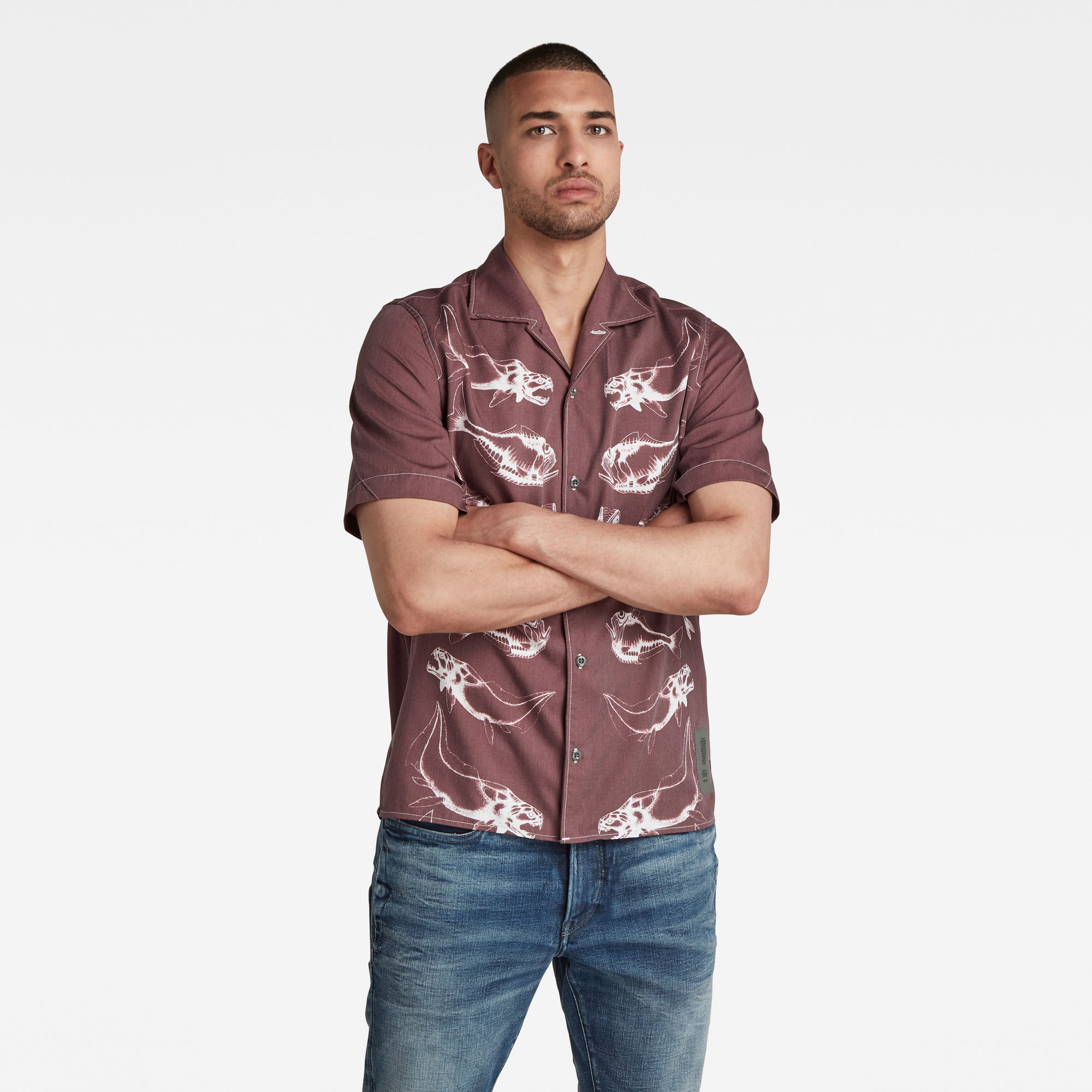 G-Star RAW Heren Hawaiian Service Regular Shirt Paars G-Star RAW Heren Hawaiian Service Regular Shirt Paars