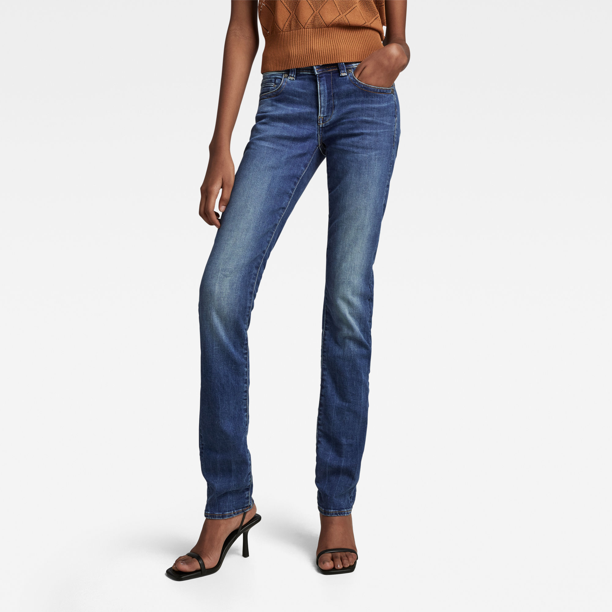 G-Star RAW Dames Midge Saddle Straight Jeans Blauw G-Star RAW Dames Midge Saddle Straight Jeans Blauw