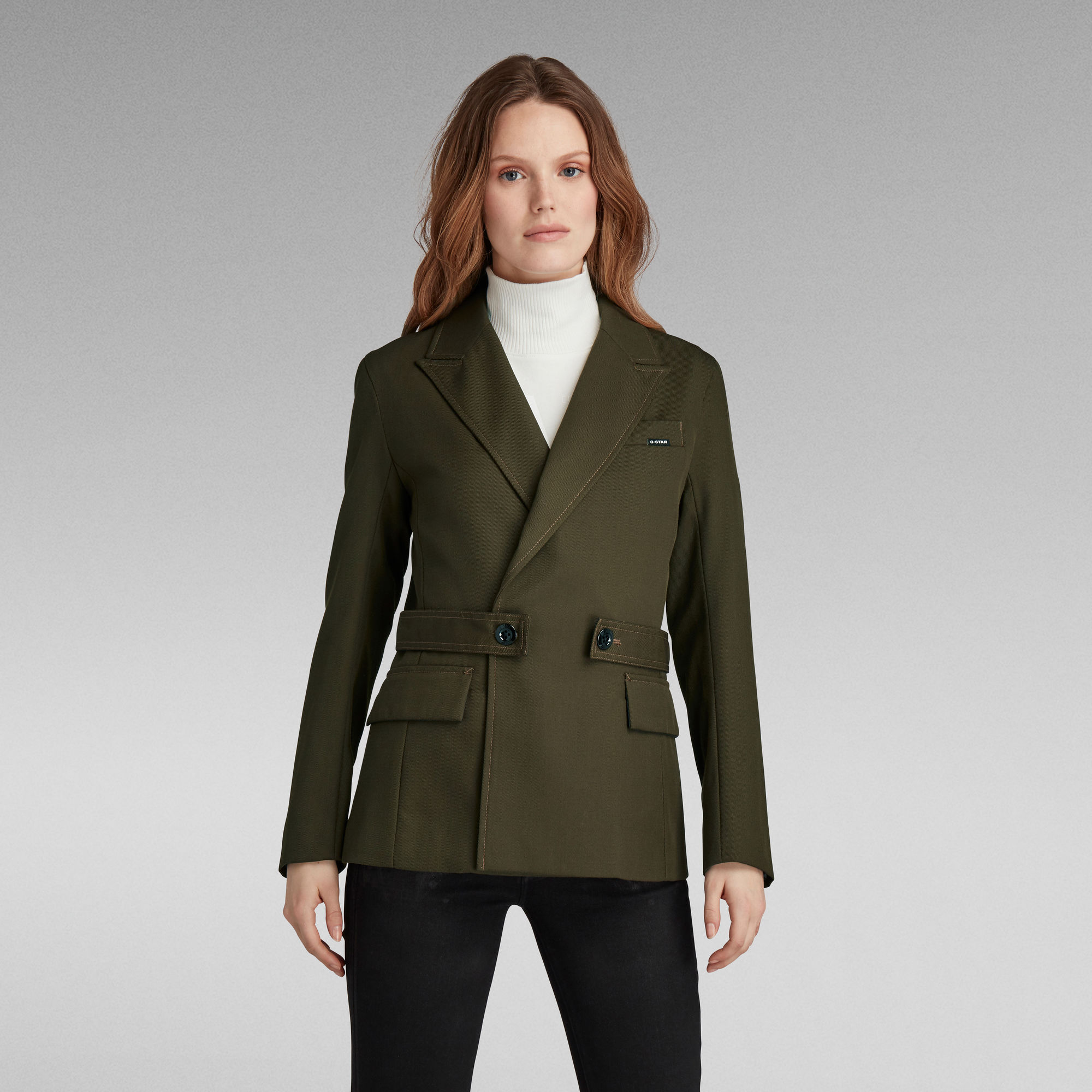 Slim Double Breasted Blazer - Braun - Damen