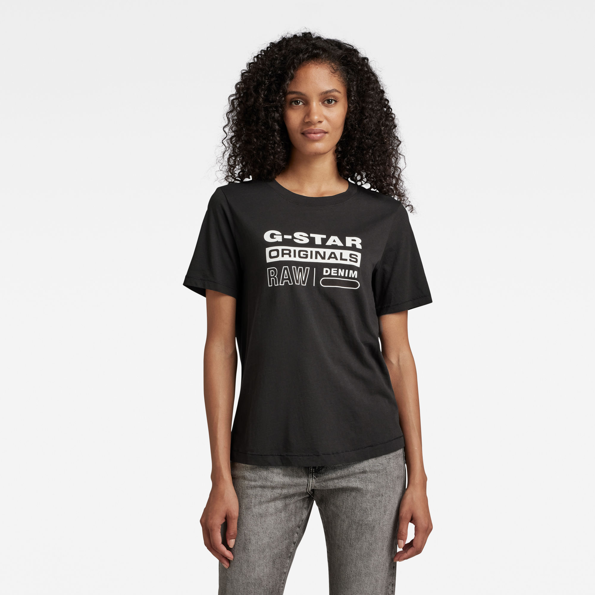 G-Star RAW Dames Originals Label Regular Fit Tee Zwart G-Star RAW Dames Originals Label Regular Fit Tee Zwart