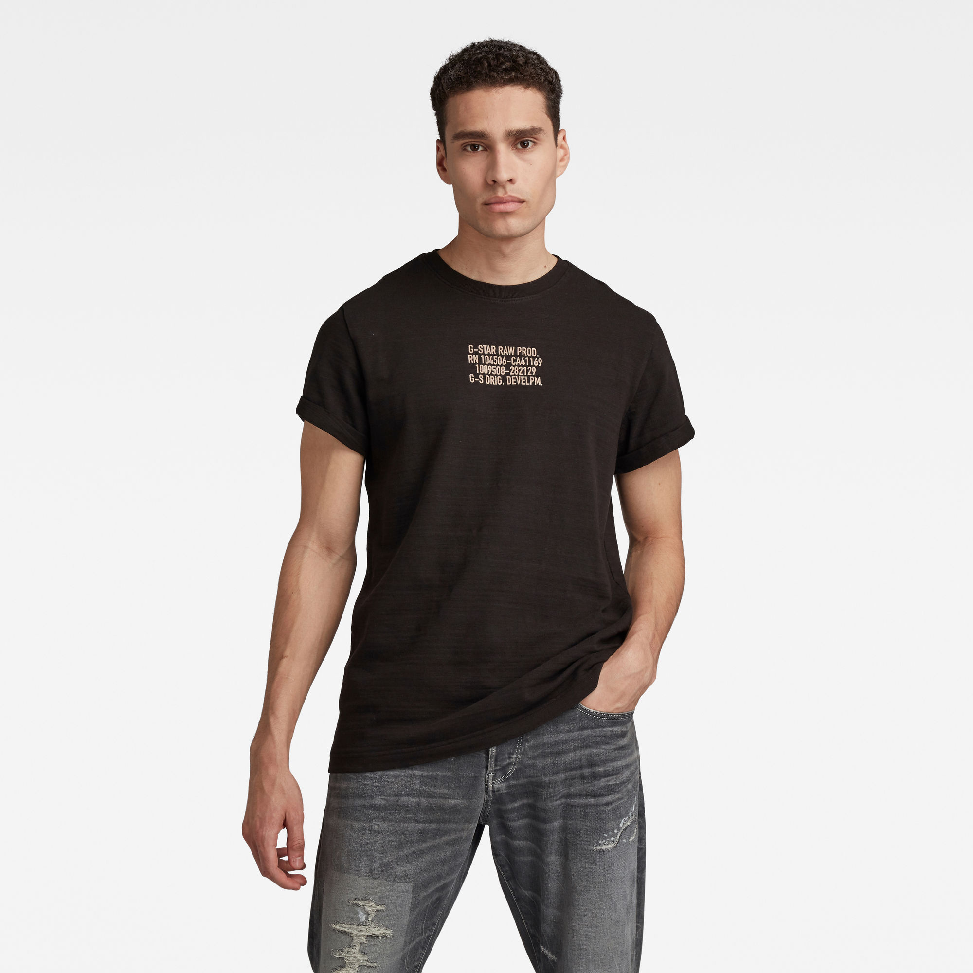 G-Star RAW Heren Chest Text Graphic T-Shirt Zwart G-Star RAW Heren Chest Text Graphic T-Shirt Zwart