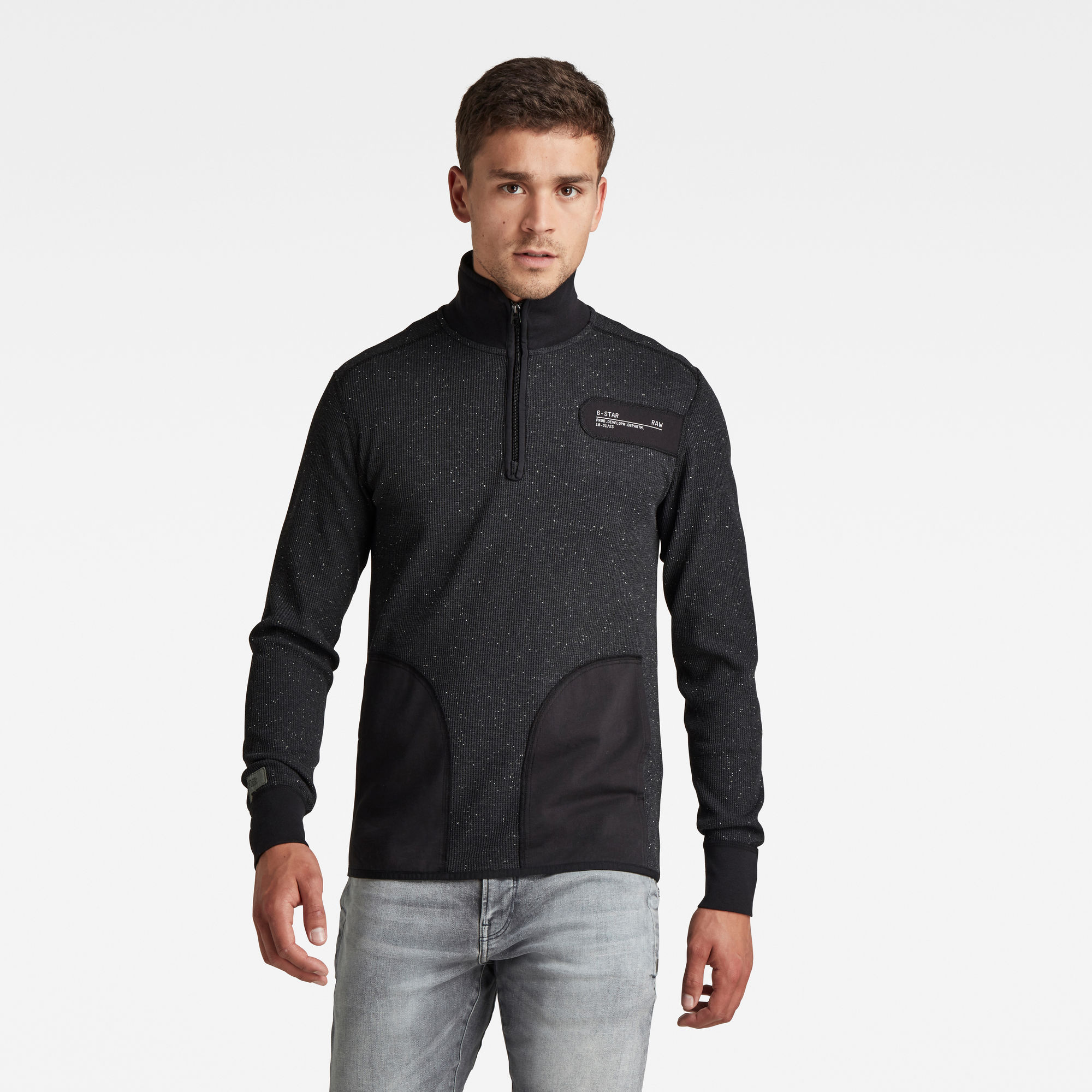 G-Star RAW Heren Heather Waffle Raw Construction Zip T-Shirt Meerkleurig G-Star RAW Heren Heather Waffle Raw Construction Zip T-Shirt Meerkleurig