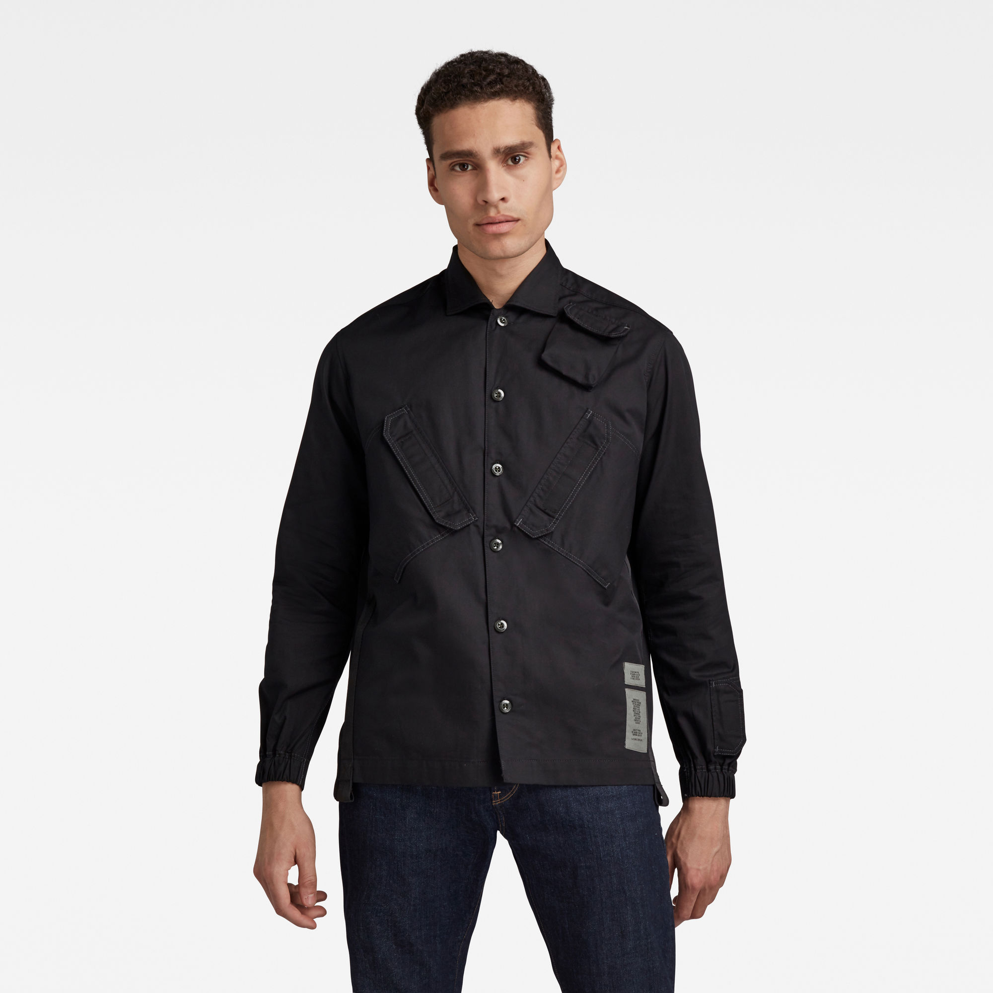 G-Star RAW Heren Multi Slant Pocket Relaxed Shirt Zwart G-Star RAW Heren Multi Slant Pocket Relaxed Shirt Zwart