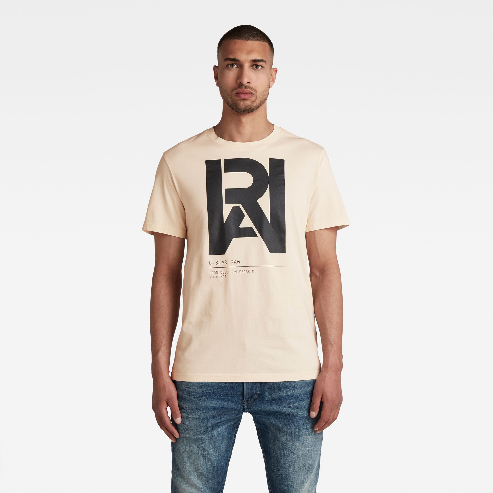 G-Star RAW Heren Graphic RAW T-Shirt Beige G-Star RAW Heren Graphic RAW T-Shirt Beige
