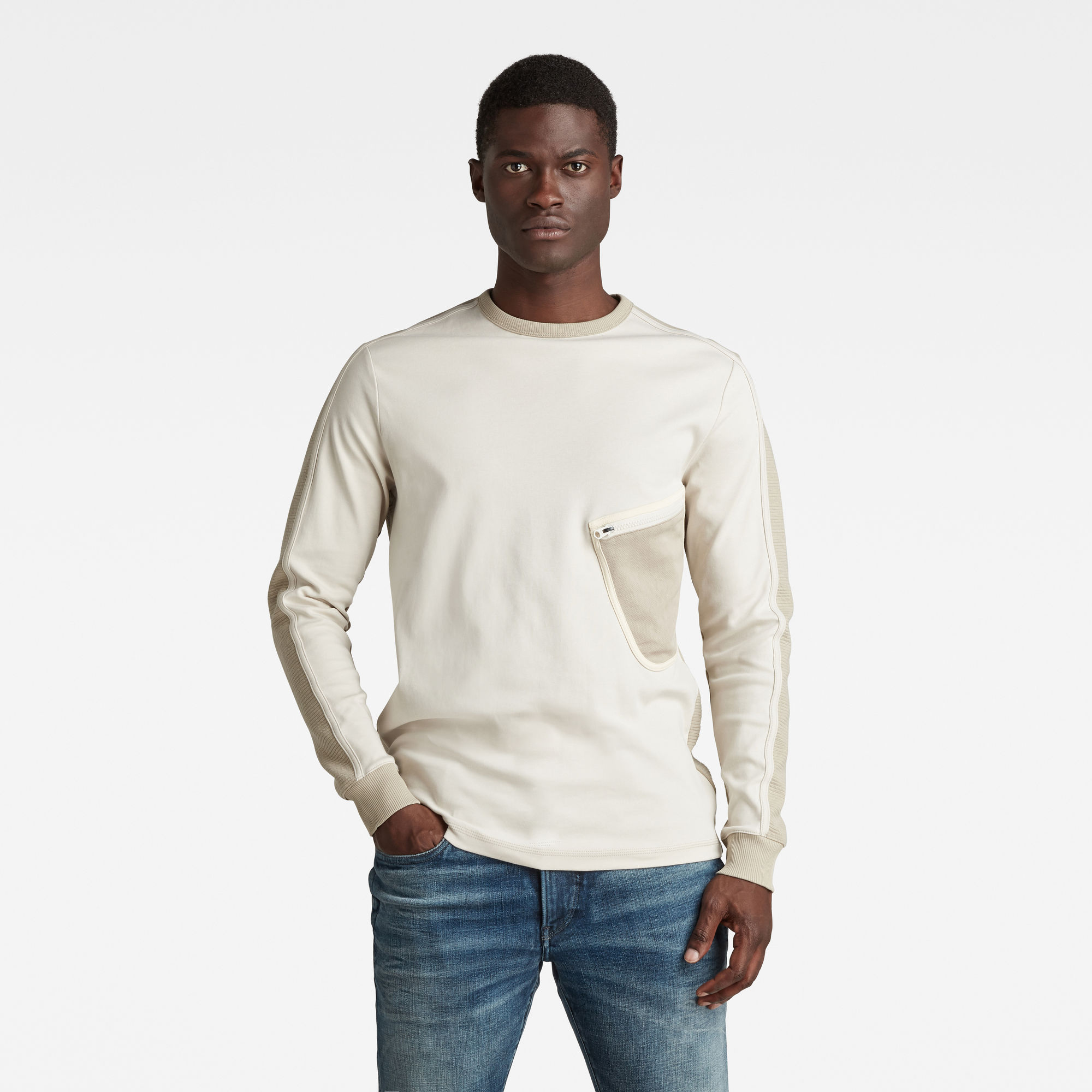 G-Star RAW Heren Mesh Pocket Tweeter T-Shirt Beige G-Star RAW Heren Mesh Pocket Tweeter T-Shirt Beige