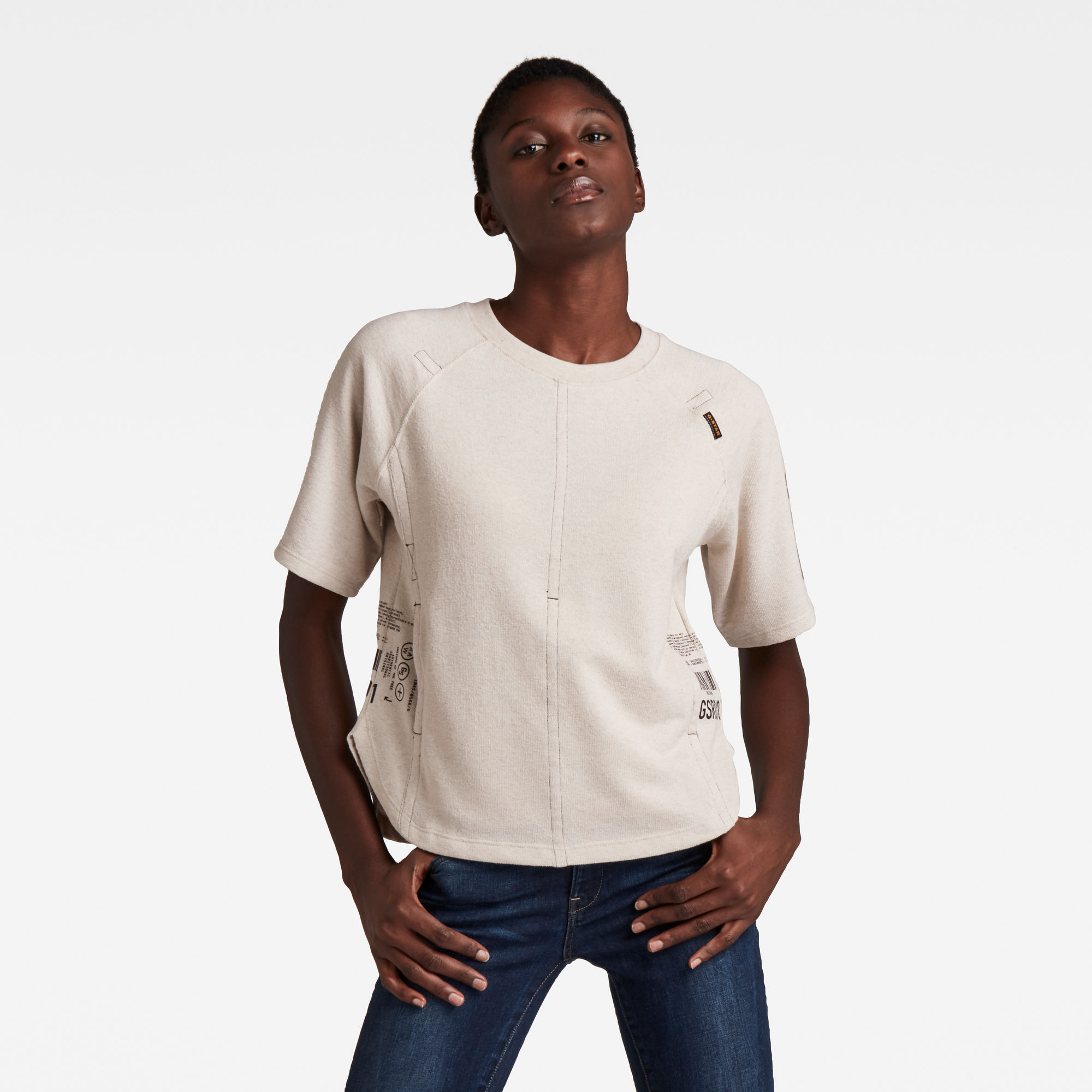 G-Star RAW Dames Small Graphics 1/2 Sleeve Tweater Beige G-Star RAW Dames Small Graphics 1/2 Sleeve Tweater Beige