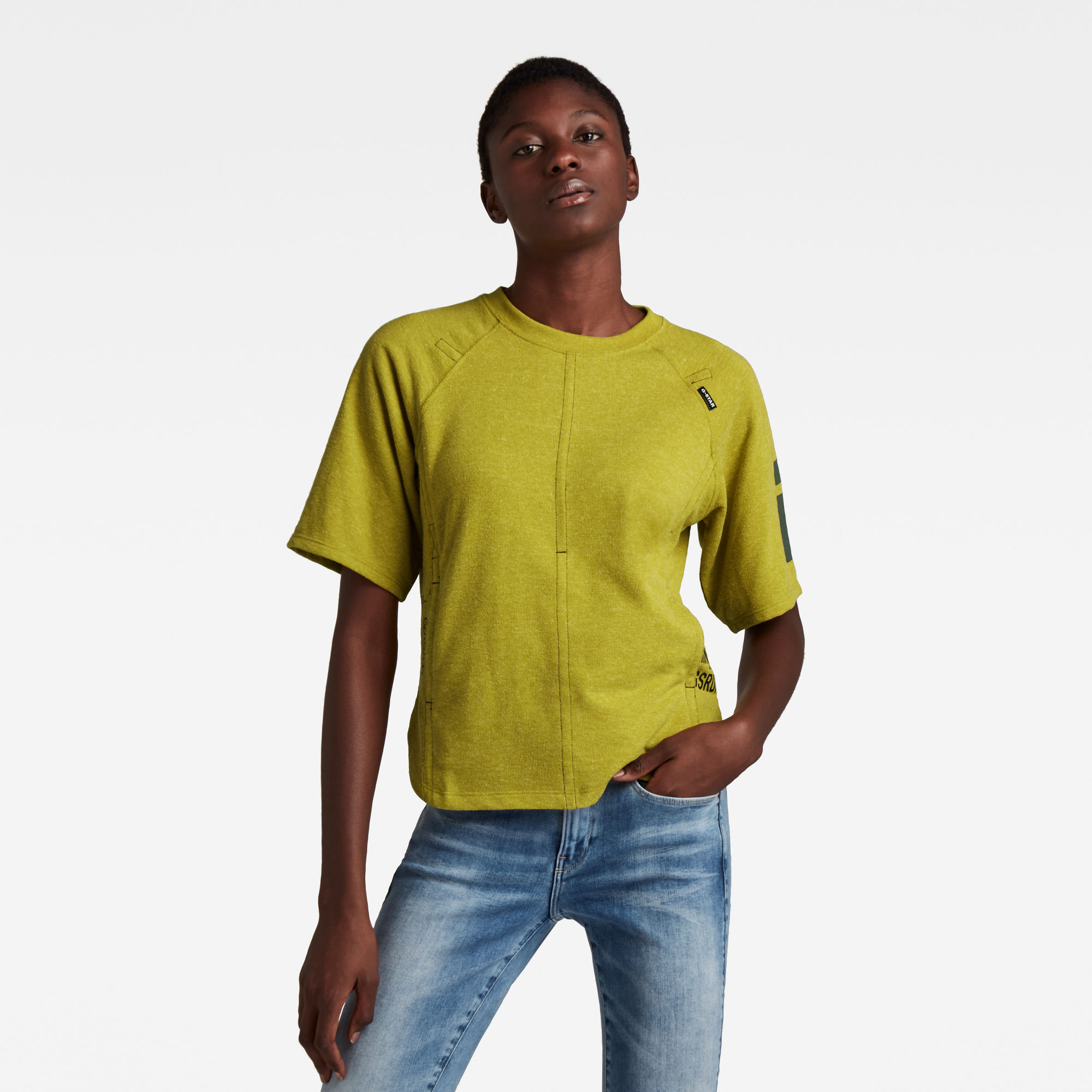 G-Star RAW Dames Small Graphics 1/2 Sleeve Tweater Geel G-Star RAW Dames Small Graphics 1/2 Sleeve Tweater Geel