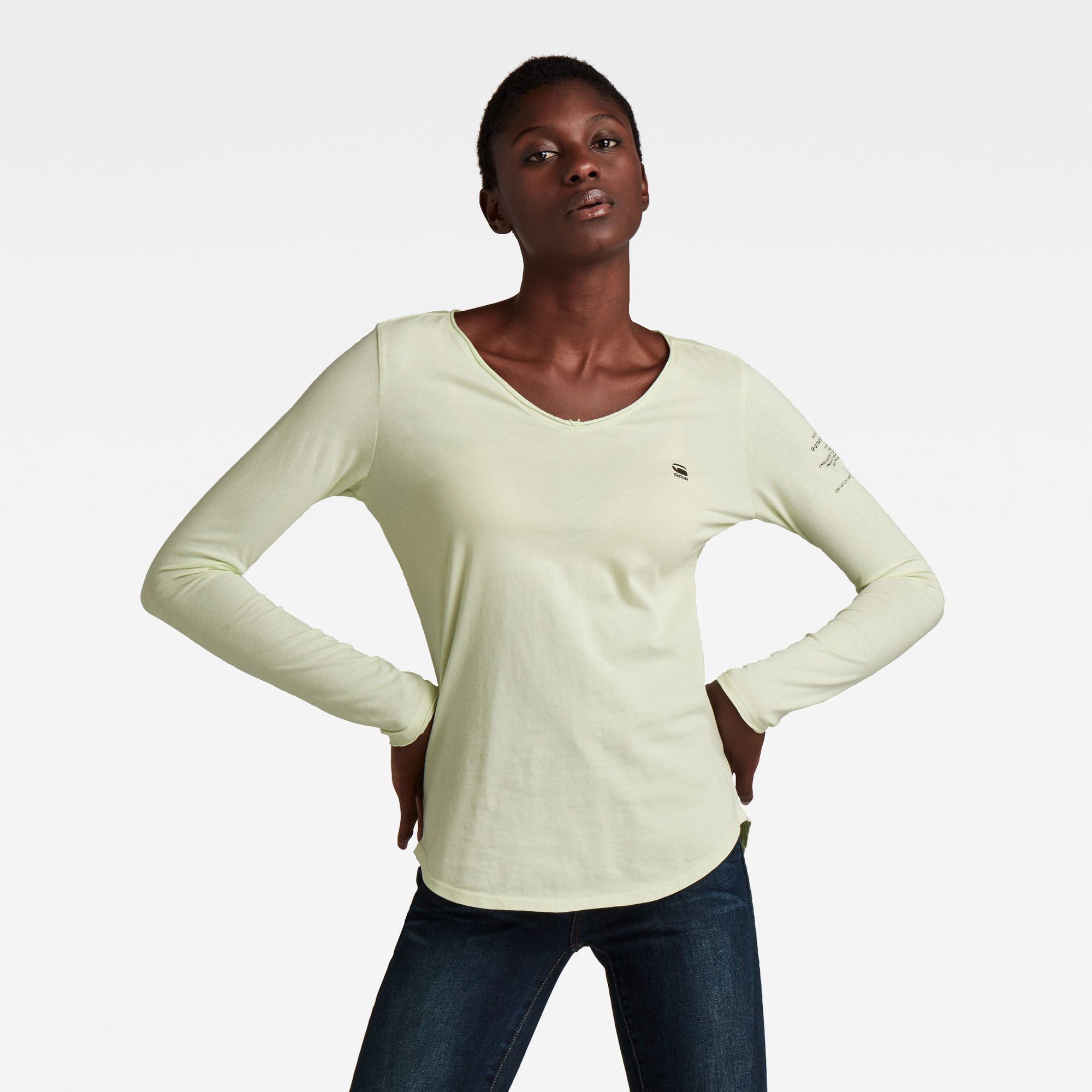 G-Star RAW Dames Rolled Edge Long Sleeve Top C Groen G-Star RAW Dames Rolled Edge Long Sleeve Top C Groen