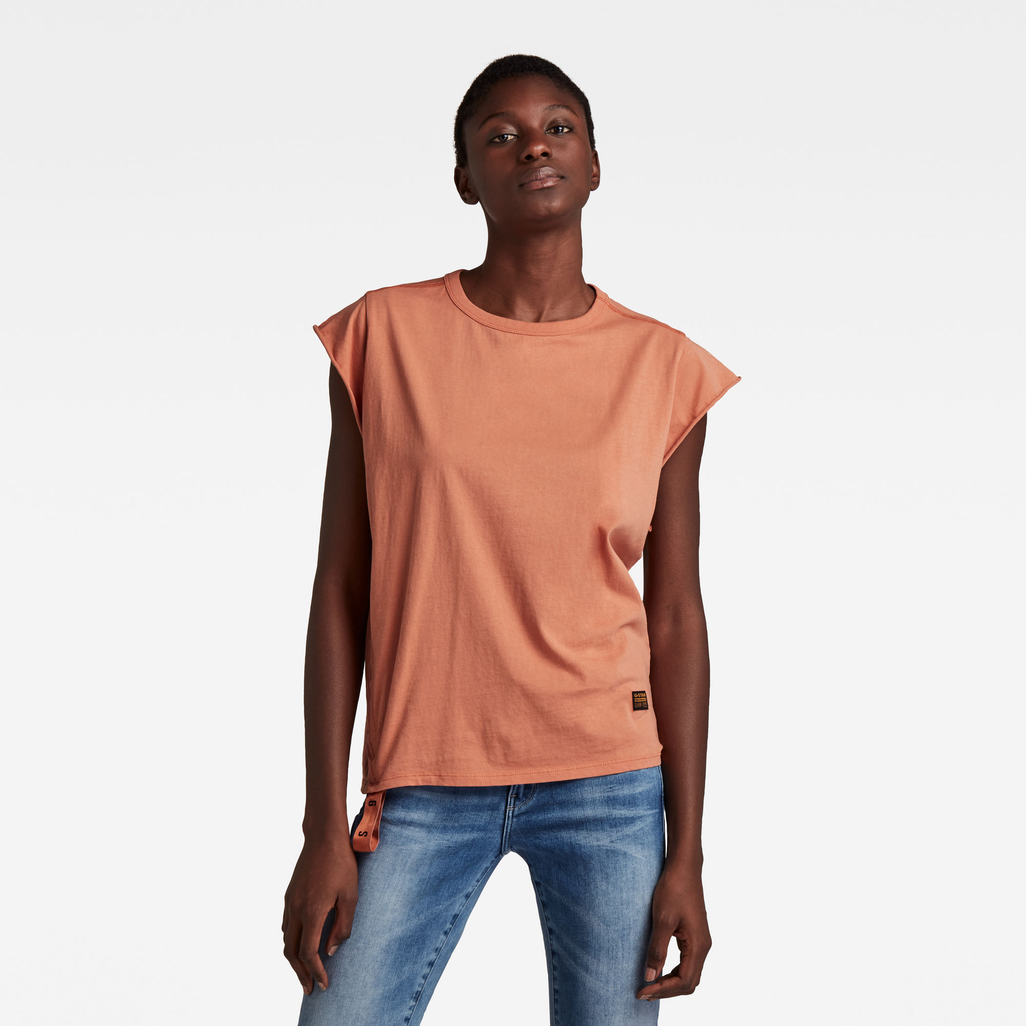 G-Star RAW Dames GSRAW Knot Cap Sleeve Top Roze G-Star RAW Dames GSRAW Knot Cap Sleeve Top Roze