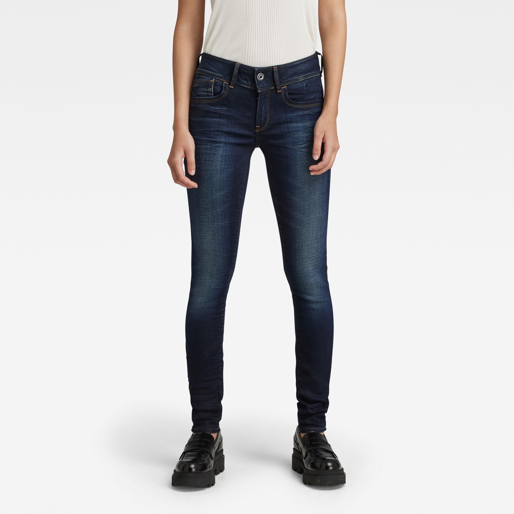 G-Star RAW Dames Lynn Mid Waist Skinny Jeans Donkerblauw G-Star RAW Dames Lynn Mid Waist Skinny Jeans Donkerblauw