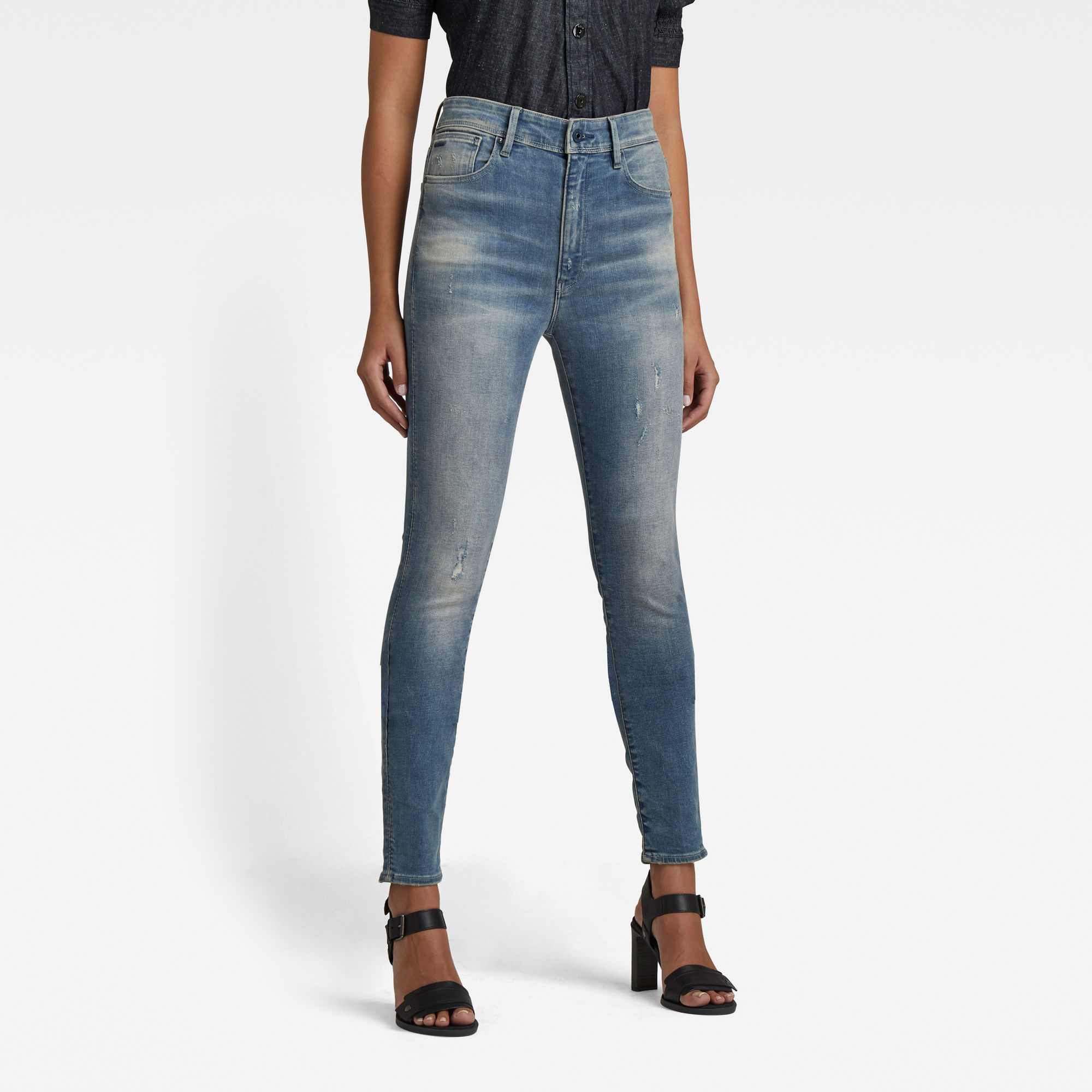 G-Star RAW Dames Kafey Ultra High Skinny Jeans Blauw G-Star RAW Dames Kafey Ultra High Skinny Jeans Blauw
