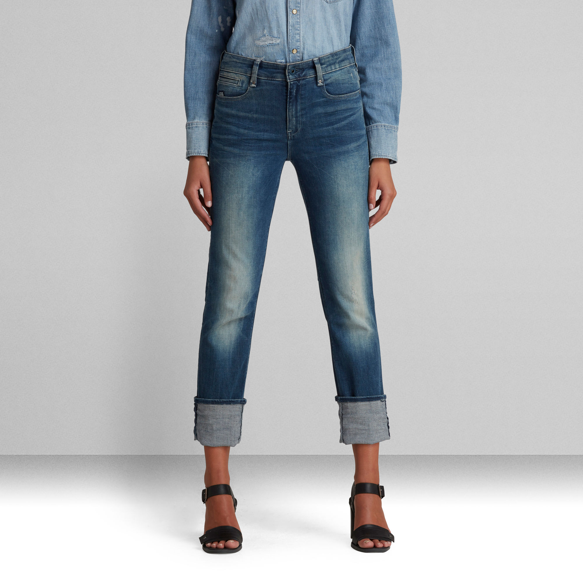 G-Star RAW Noxer Straight Jeans Midden blauw Dames
