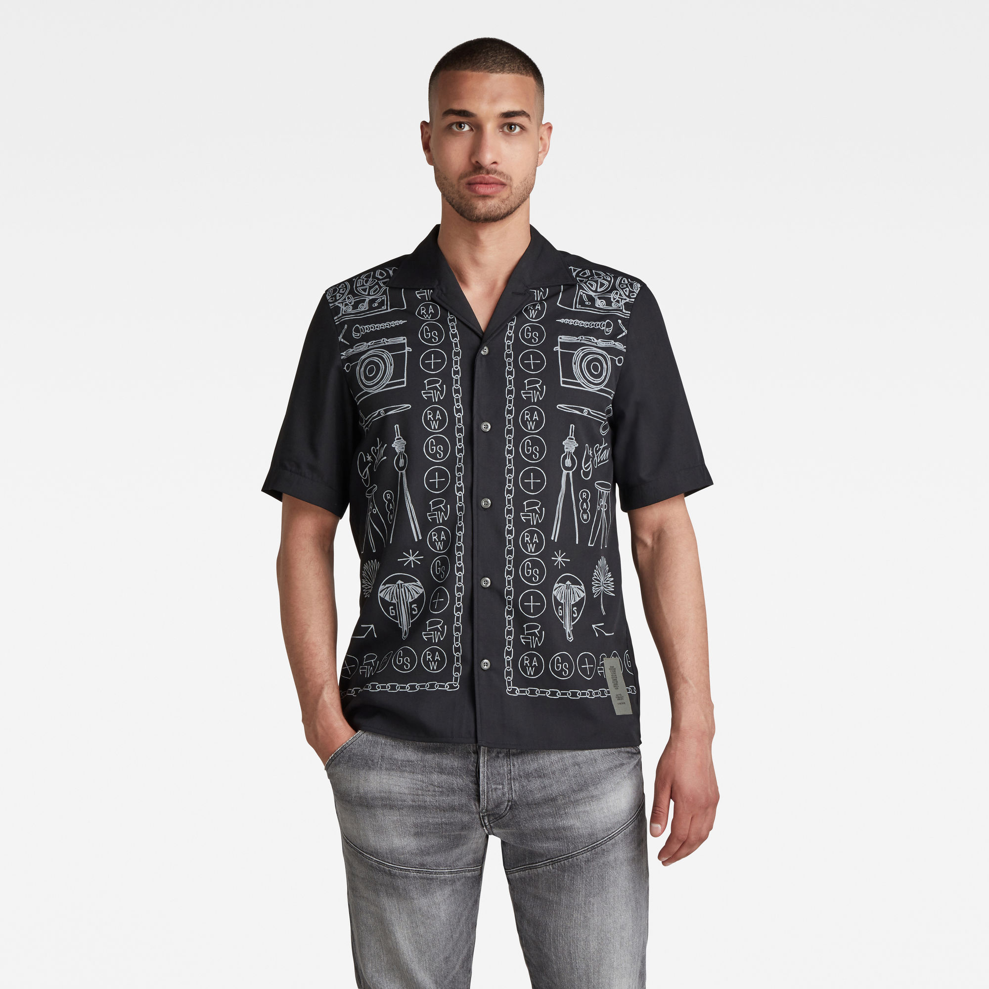 G-Star RAW Heren Hawaiian Service Regular Shirt Zwart G-Star RAW Heren Hawaiian Service Regular Shirt Zwart