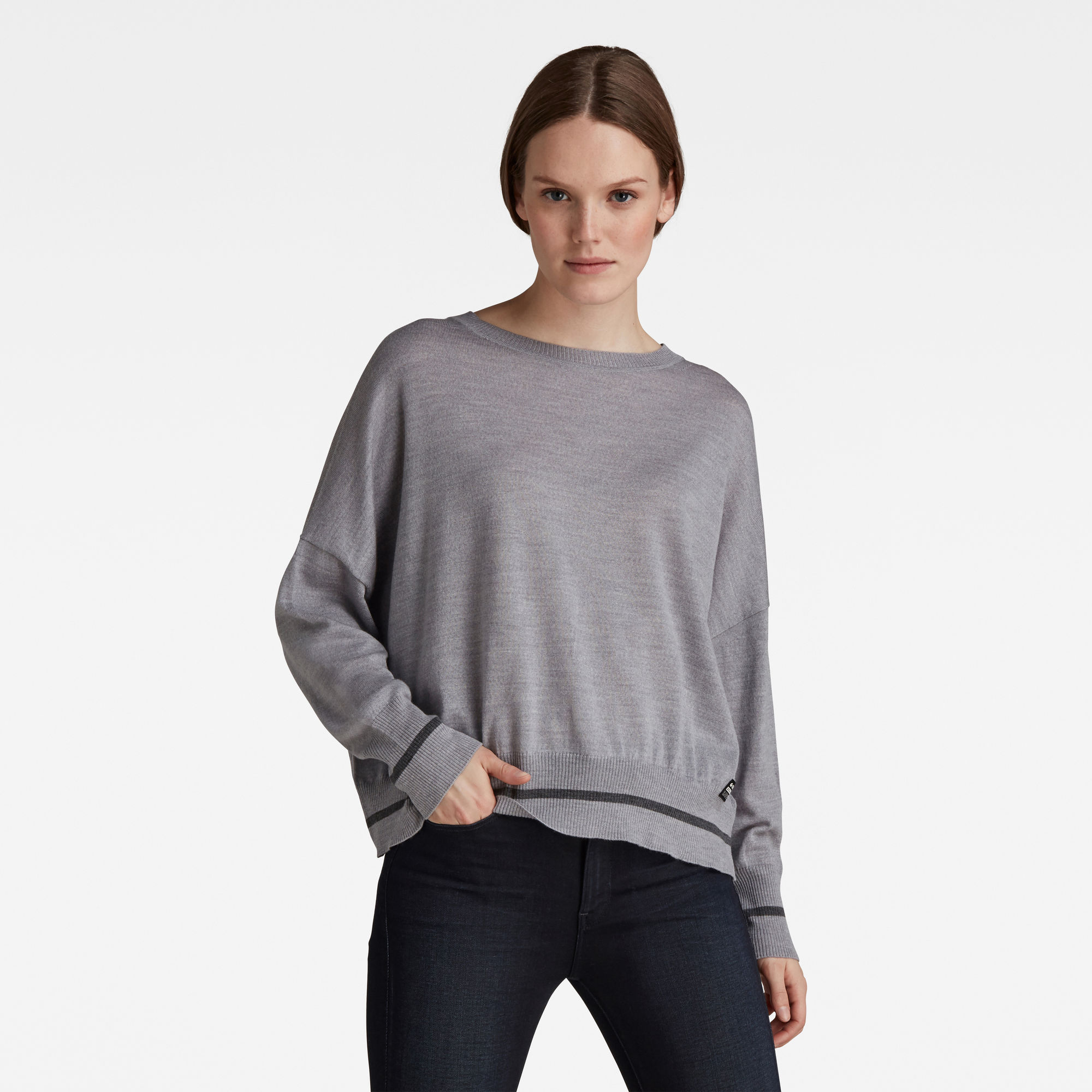 G-Star RAW Dames Mesh Insert Sweater Grijs G-Star RAW Dames Mesh Insert Sweater Grijs