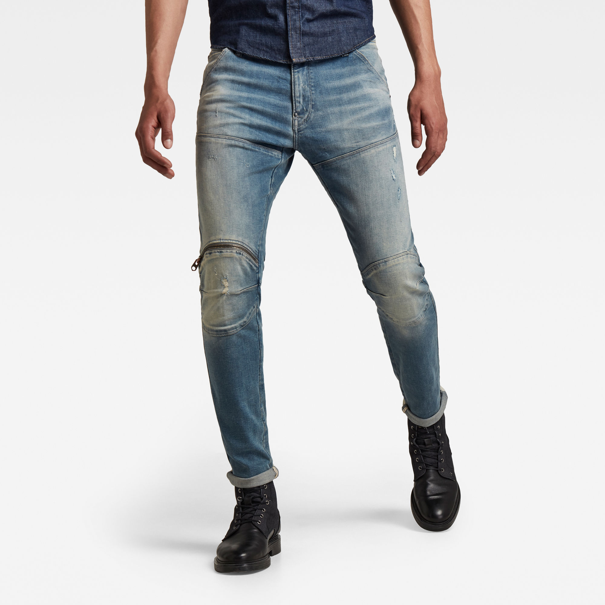 G-Star RAW Heren 5620 3D Zip Knee Skinny Jeans Blauw G-Star RAW Heren 5620 3D Zip Knee Skinny Jeans Blauw