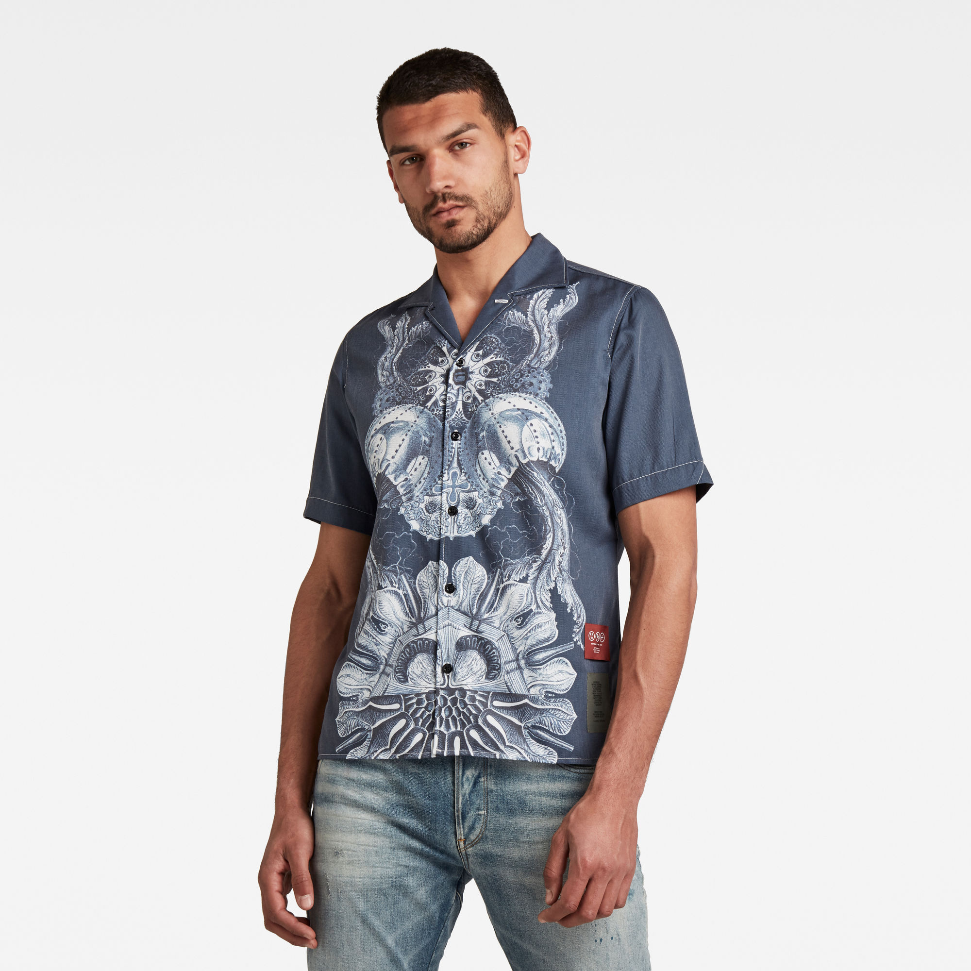 G-Star RAW Heren Hawaiian Service Regular Shirt Donkerblauw G-Star RAW Heren Hawaiian Service Regular Shirt Donkerblauw
