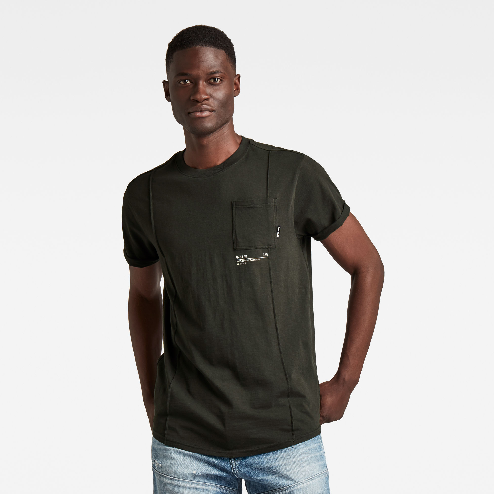 G-Star RAW Heren Lash Pocket Back Graphic T-Shirt Grijs G-Star RAW Heren Lash Pocket Back Graphic T-Shirt Grijs