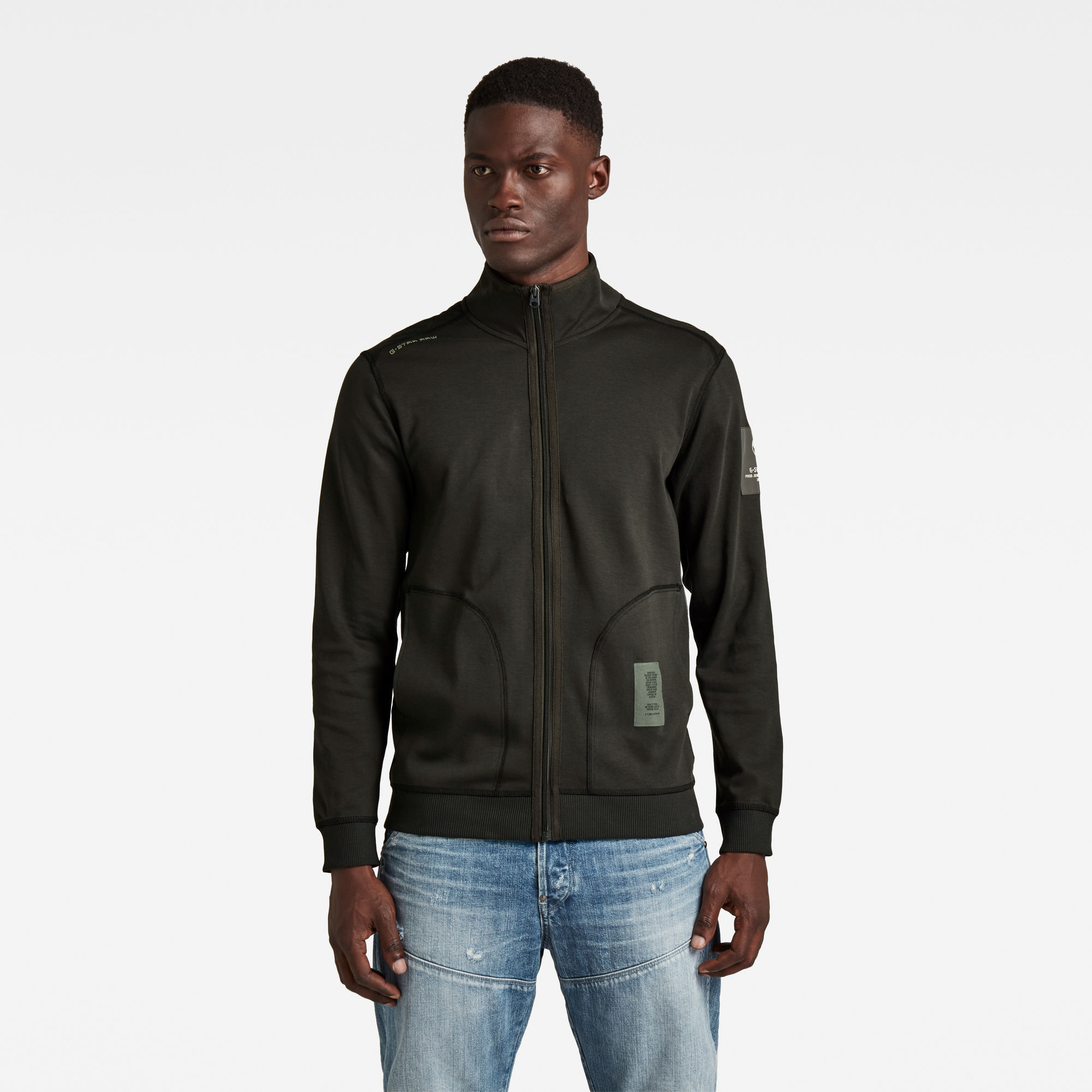 G-Star RAW Heren Sleeve Badge Zip Tweeter Grijs G-Star RAW Heren Sleeve Badge Zip Tweeter Grijs