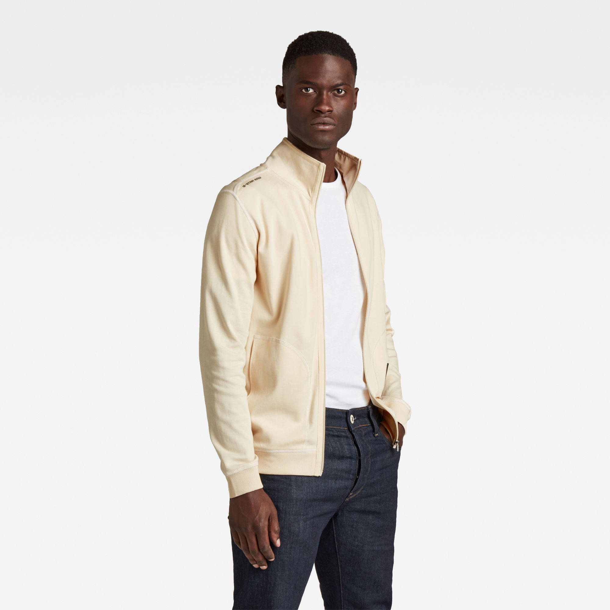 G-Star RAW Heren Sleeve Badge Zip Tweeter Beige G-Star RAW Heren Sleeve Badge Zip Tweeter Beige