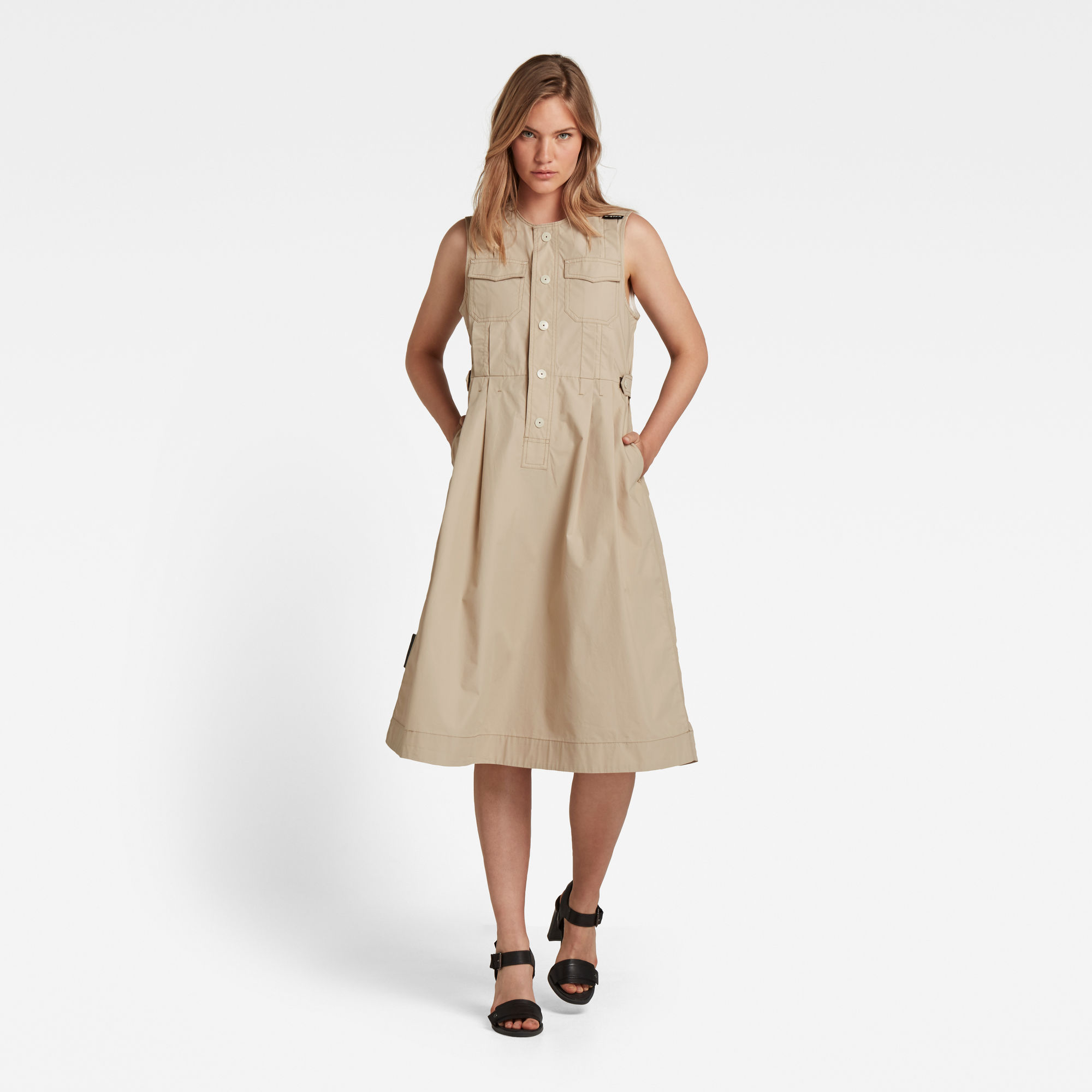 G-Star RAW Dames Jurk Fit And Flare Beige G-Star RAW Dames Jurk Fit And Flare Beige